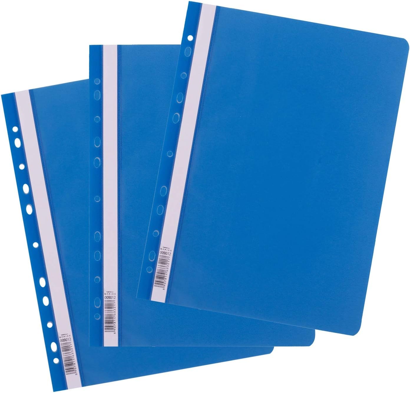 D.RECT Pack of 25 A4 File folders with Perforation Made of Plastic with Transparent Front Cover, Plastic File Folder Made of PP Film, Perforated, Euro Perforation, Blue