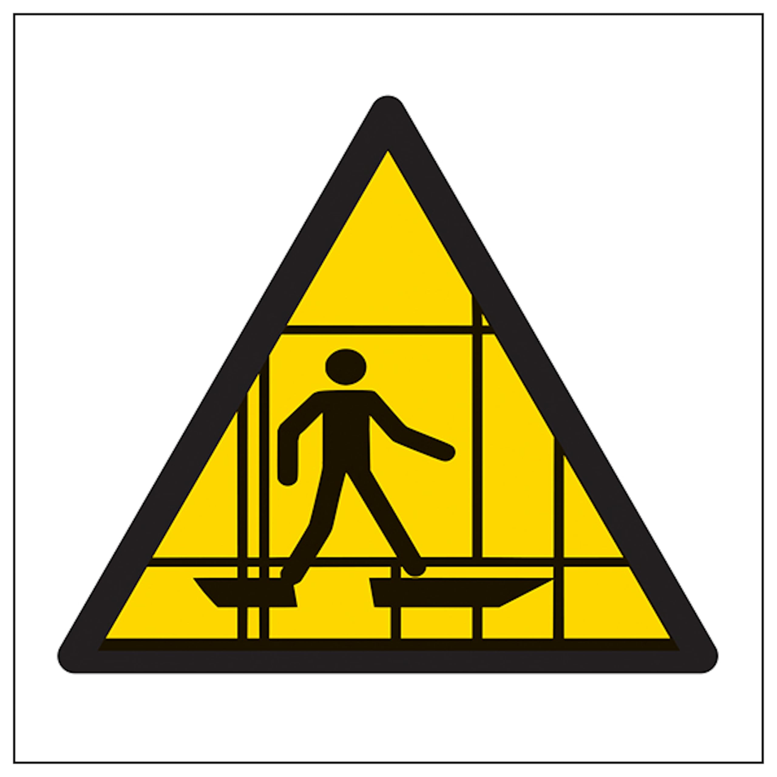 V Safety Warning Scaffolding Symbol 100 x 100 mm - 3mm Aluminium Composite Safety Sign