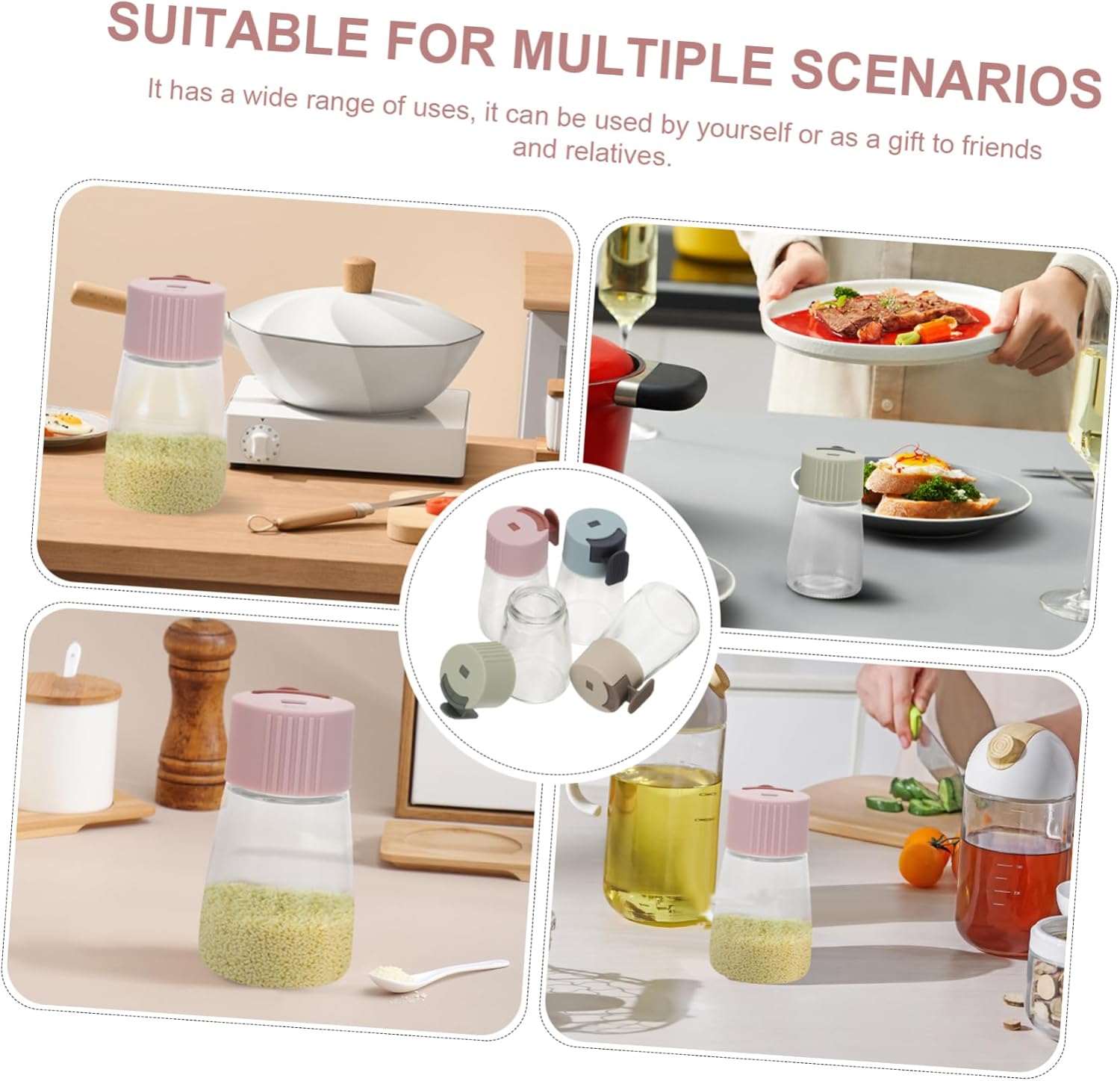 4pcs Sugar Dispenser for Coffee Kitchen Spices Containers Seasoning Organizer Clear Salt Pepper Holder Cheese Shaker Coffee Container Sugar Bowls Honey Salt Shaker Leakproo