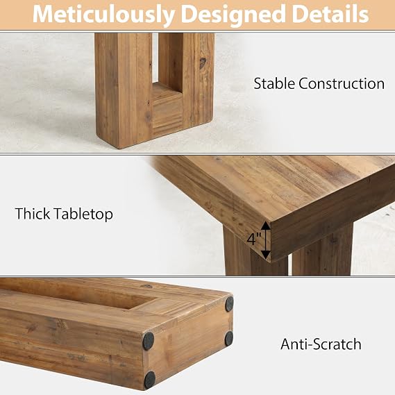 HOKYHOKY Reclaimed Solid Wood Console Table, 59 Long Farmhouse Entryway Table, Rectangular Couch Tables Behind Sofa, Accent Tables for Hallway, Entrance, Foyer, Living Room