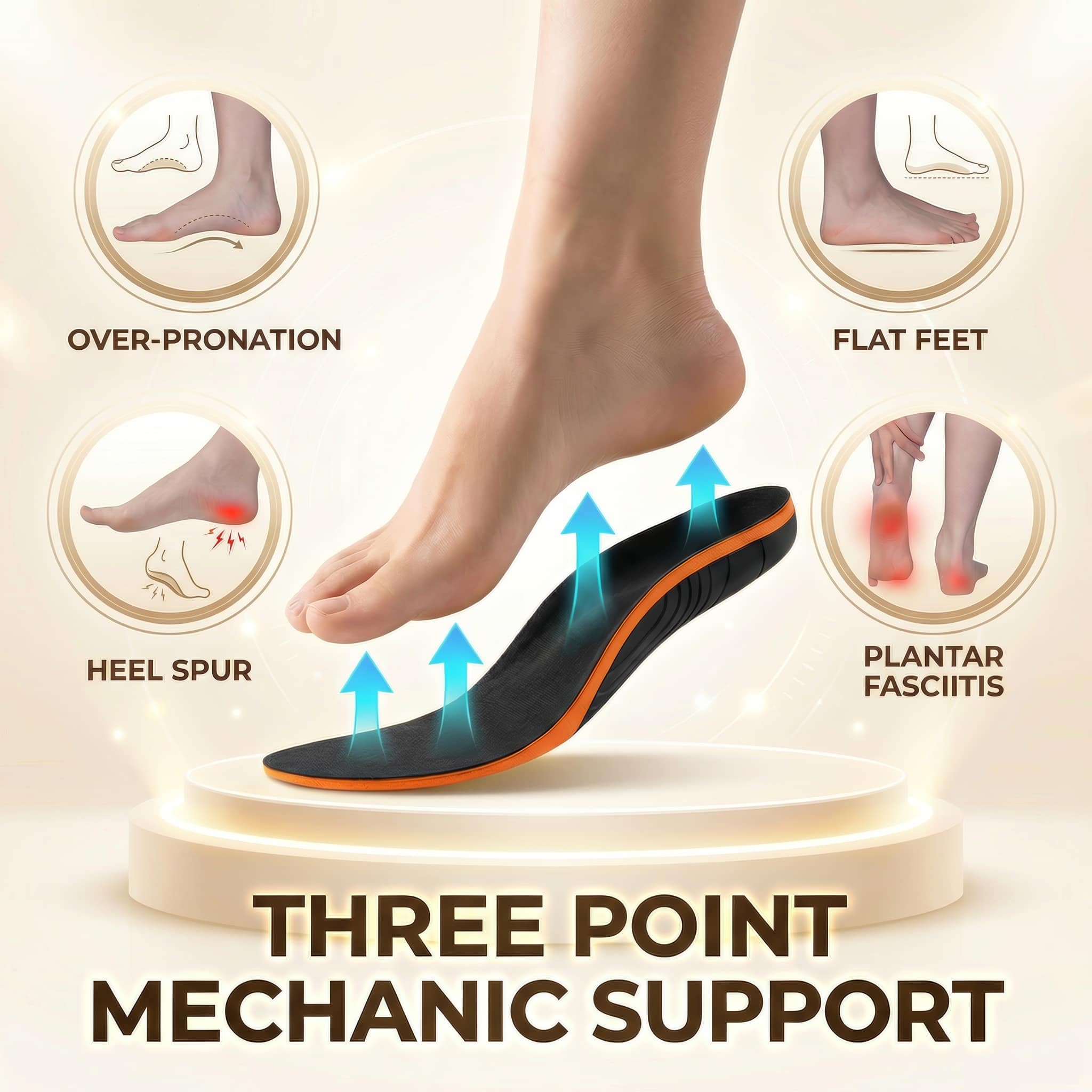 Ortho Plus Plantillas Ortopédicas para Zapatos con Soporte del Arco – Pies Planos, Fascitis Plantar, Espolón Calcáneo, Pie Cavo y Pie Valgo – Hombre y Mujer (M: 40-42 EU)