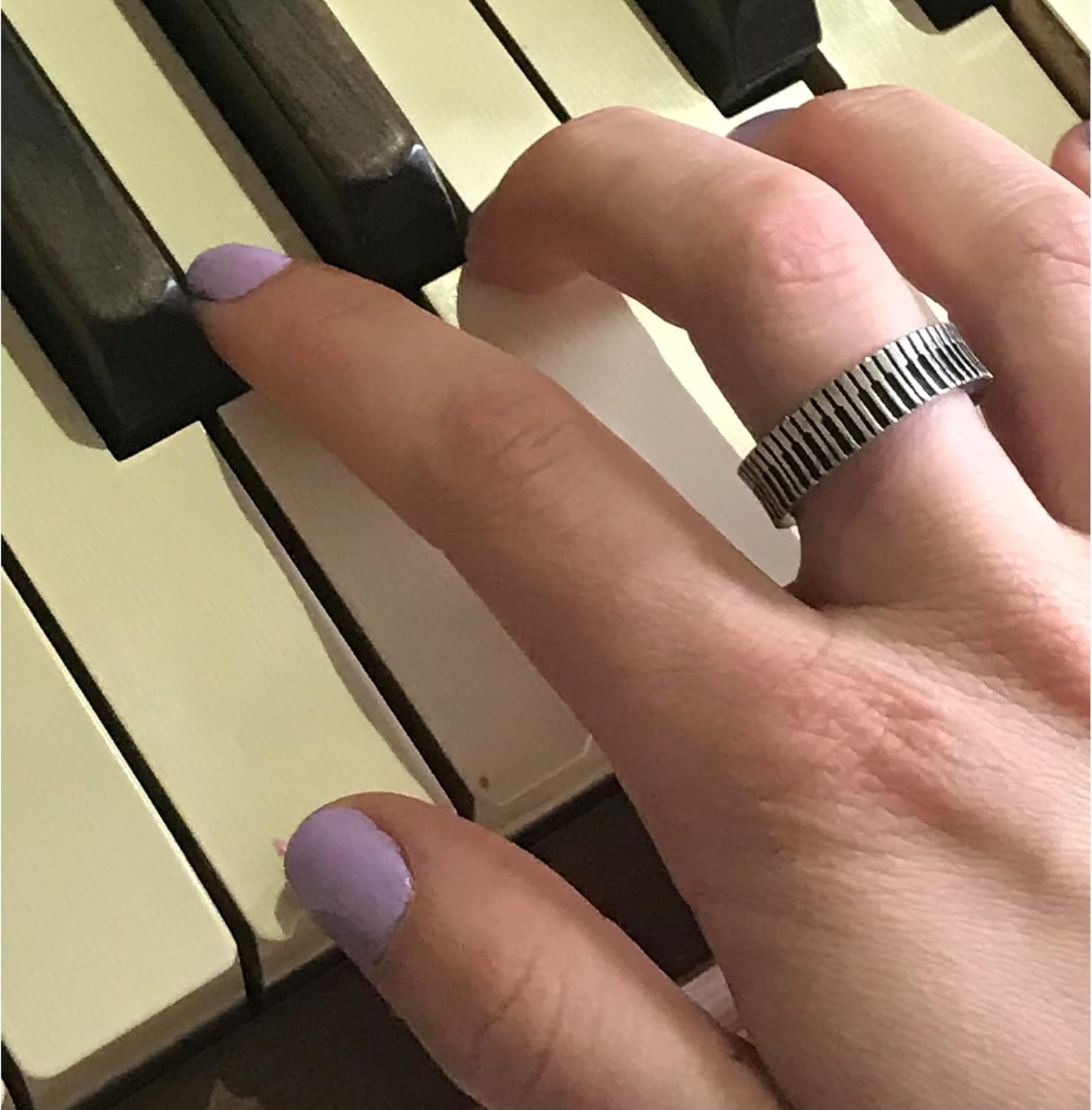 Whitney Howard Designs Piano Ring for Women or Men - Minimalist Comfort Fit Open Adjustable Pewter Ring - Musician Piano Player Gift