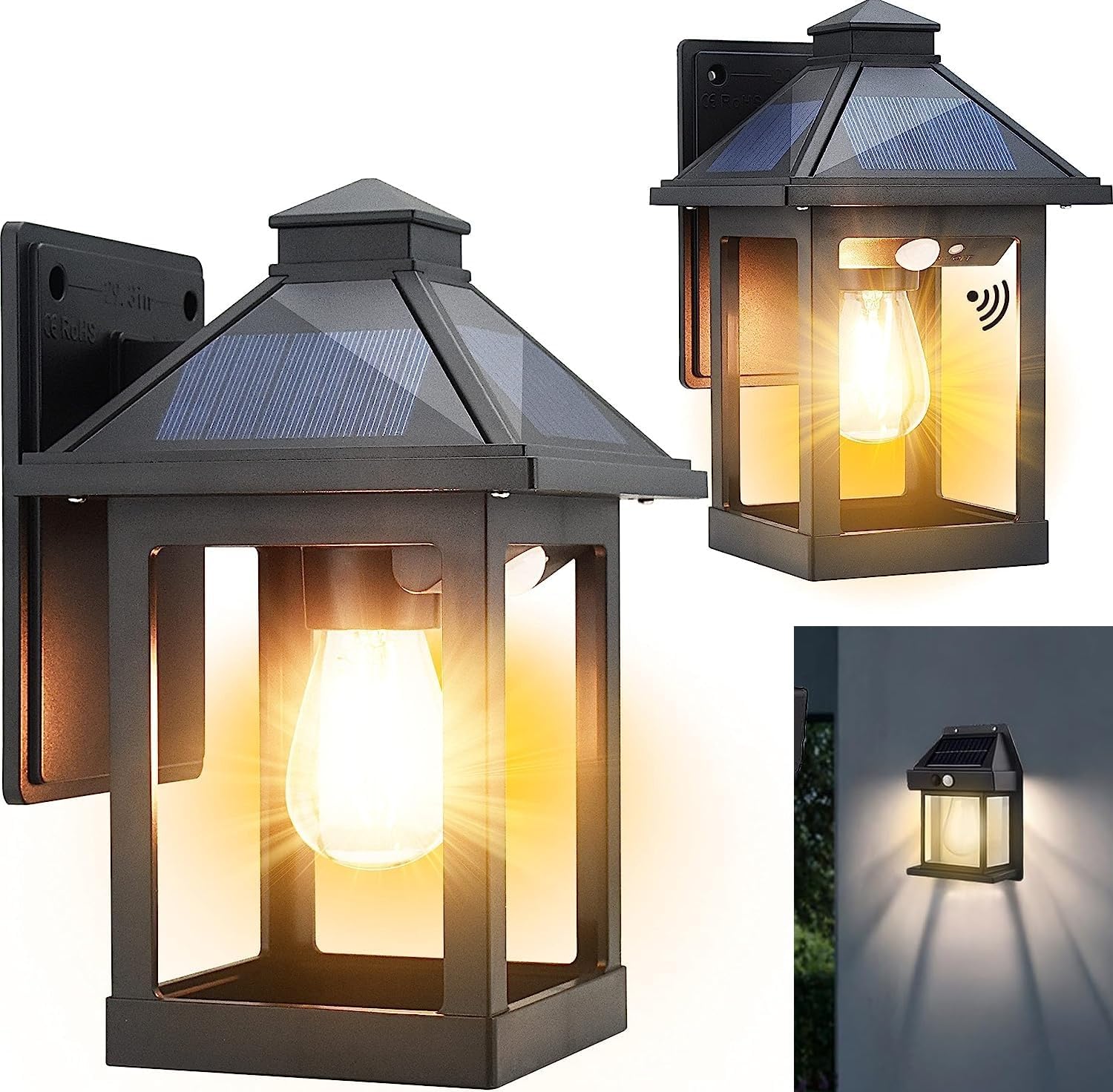 Finaxo Exterior Wall Lights, Solar Power Warm Light Outdoor Light Wire Wall Lamp Courtyard Human Induction Lamp for Garden & Outdoor. Wireless Motion Sensor Lanterns with 3 Lighting Modes (Pack of 1) (B0CNZY5TFL) Amazon Price History, Amazon Price Tracker