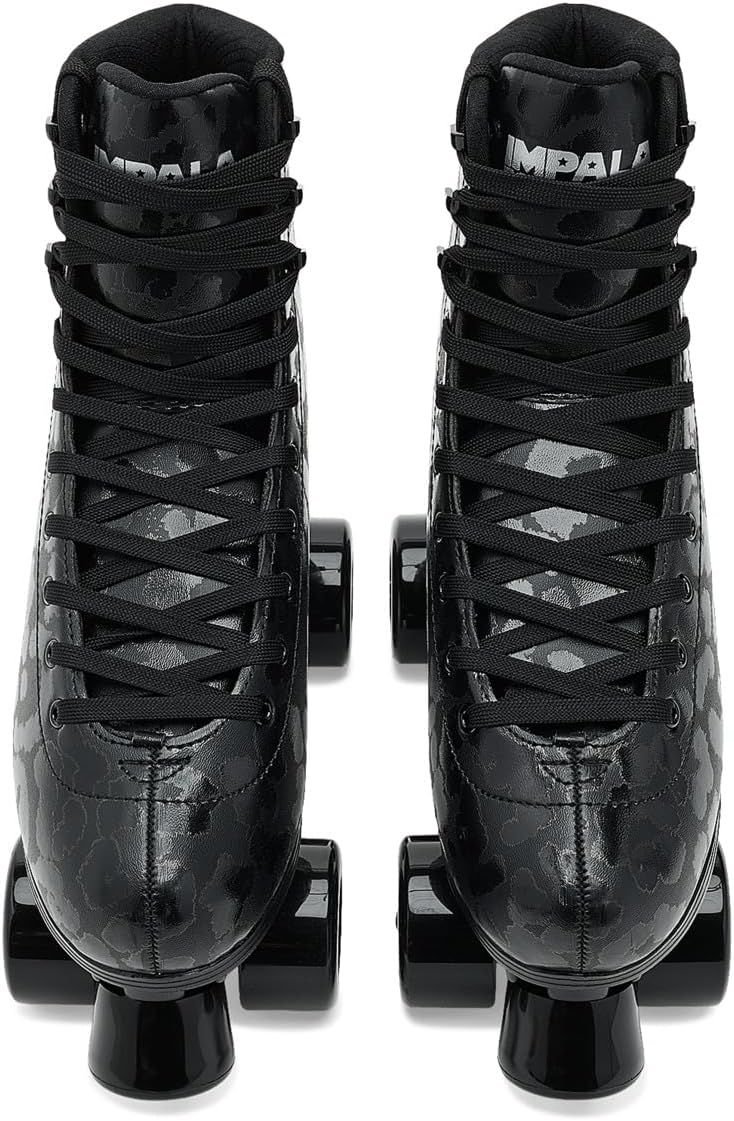 Impala Rollerskates, Unisex-Adult, Impala Quad Skate (Big Kid/Adult), Black/Leopard, 13