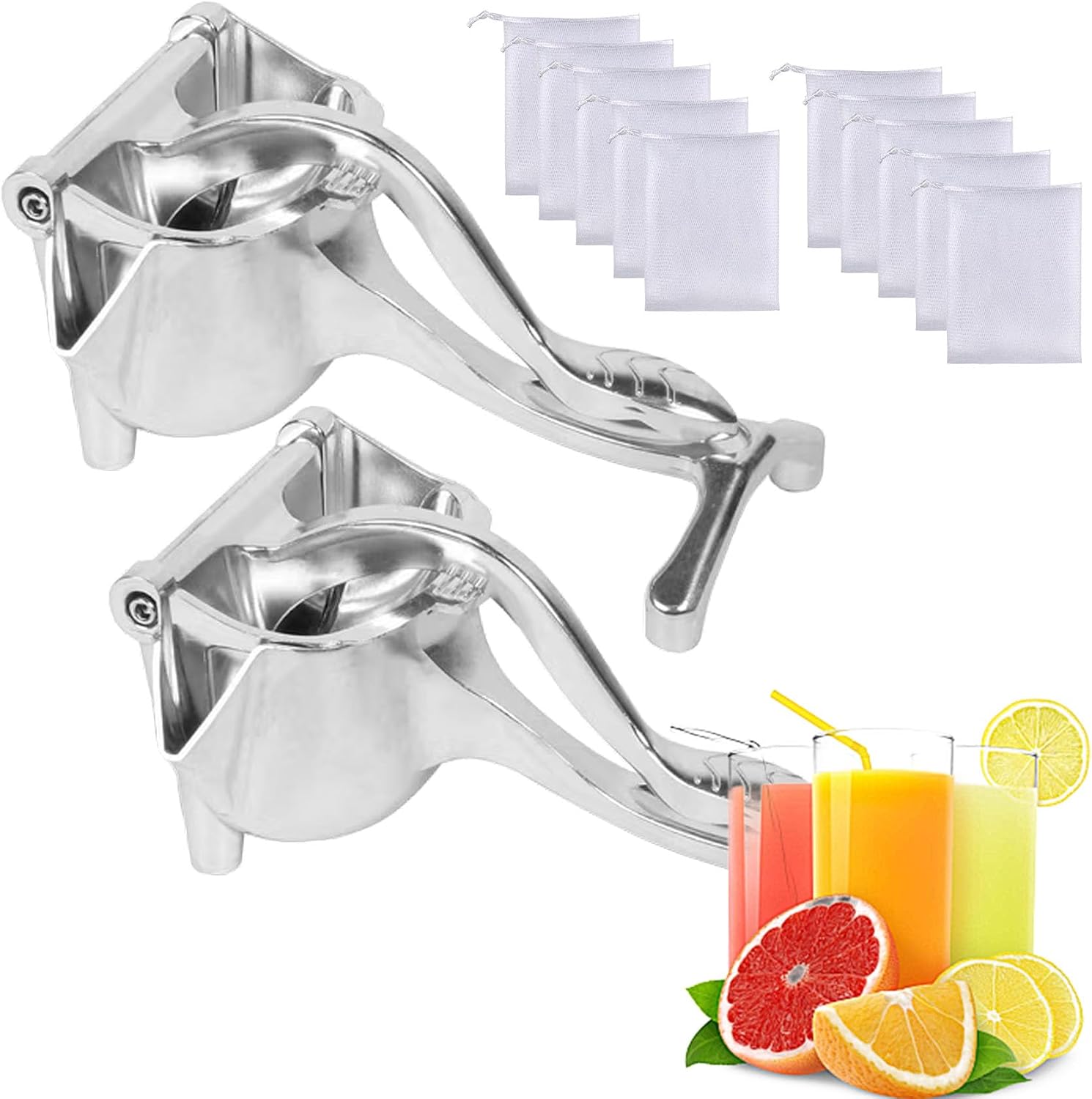 Hand Juicer Squeezer- Hydrogen Alloy Juicer, Aluminum Manual Press Juicer, Stainless Steel Lemon Squeezer Citrus Juicer, Heavy Duty Hand Manual Extractor for Lemon, Orange, Lime (8.5*5.1*3.8in, 2Pcs)