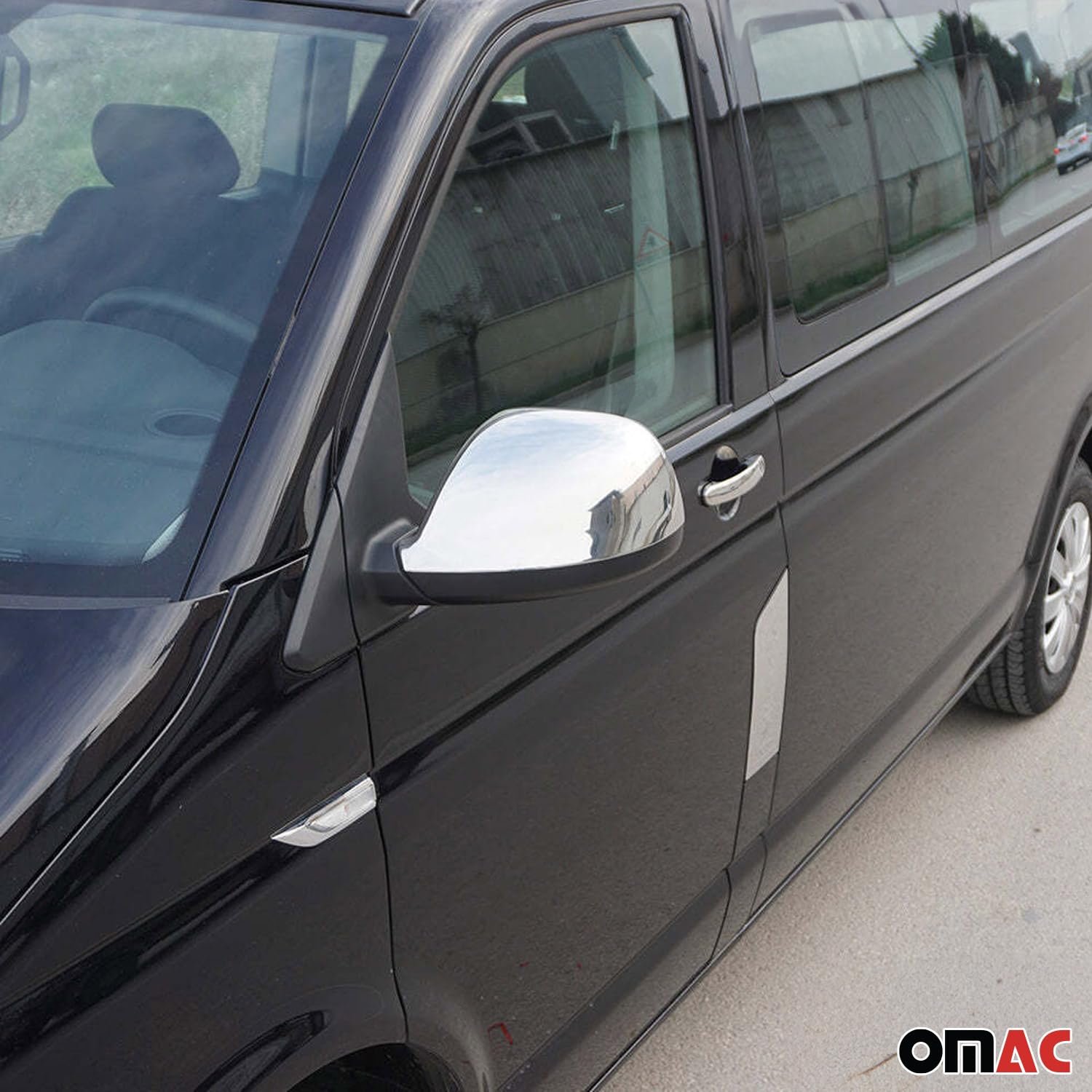 OMAC Nakładki na Lusterka Spiegelabdeckung kompatybilny z VW Transporter T5 2010-2015 Stal Nierdzewna Srebrny