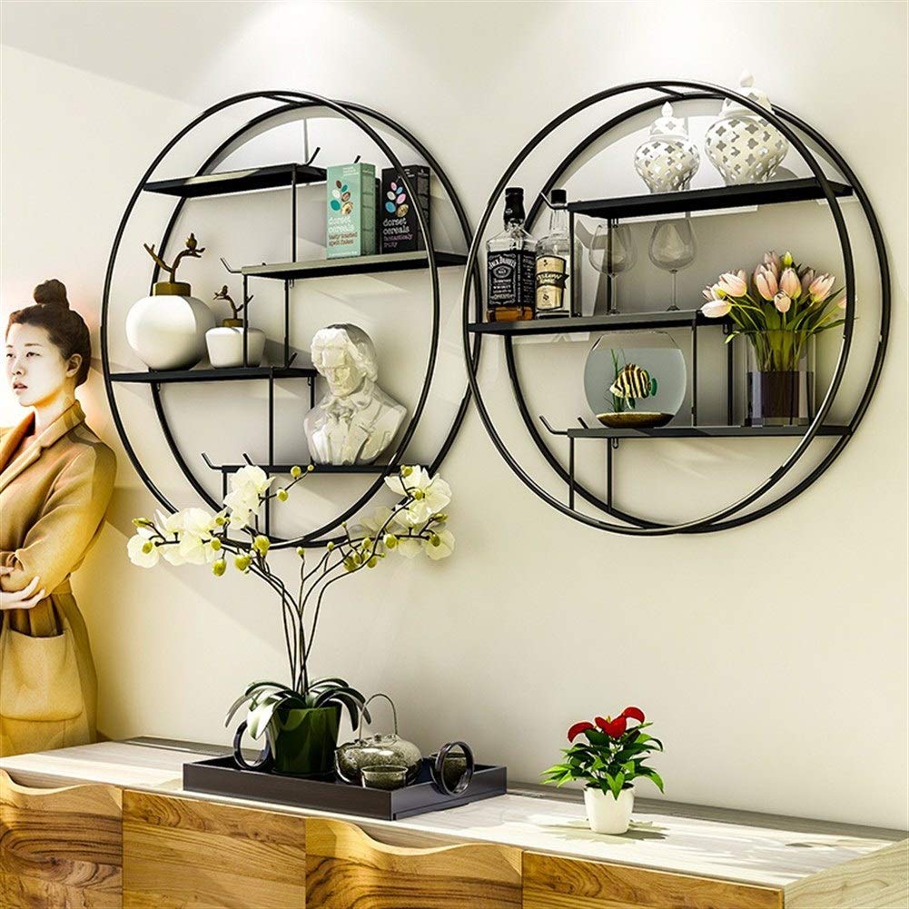 Amazon|ウォールシェルフシンプルな円形シェルフ、ブラックメタル Amazon|ウォールシェルフシンプルな円形シェルフ、ブラックメタル