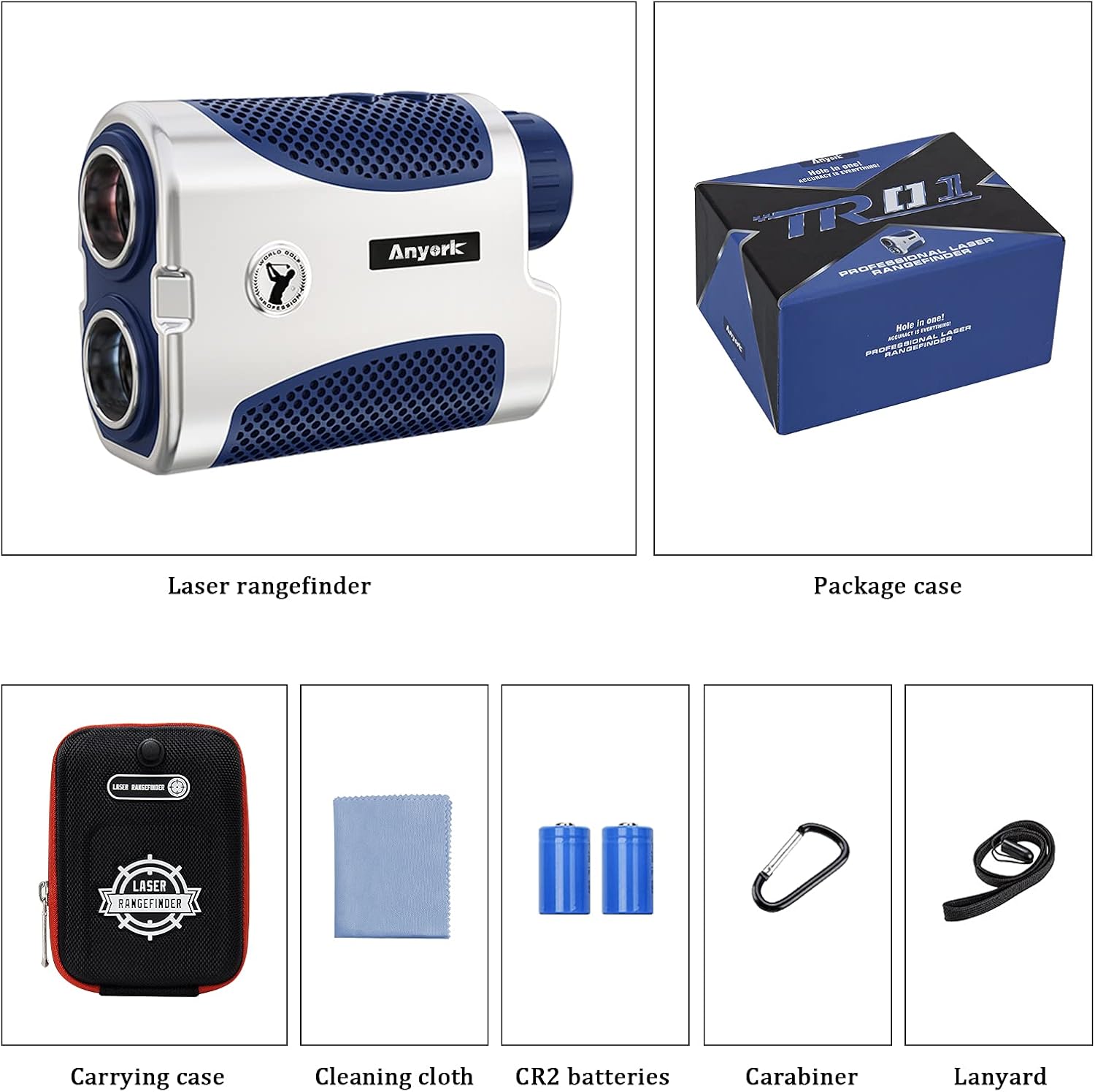 Anyork Golf Rangefinder 1500yards, 6X Laser Range Finder with Slope On/Off,Flag-Lock Tech with Vibration, Continuous Scan Support-with Battery: Camera & Photo