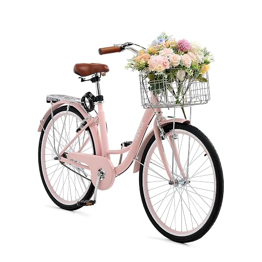 VEVOR Vélo croiseur, Vélo de Plage avec Panier de Grande capacité, Porte-Bagages arrière et siège réglable, sécurisé et Robuste, pour Cyclisme..