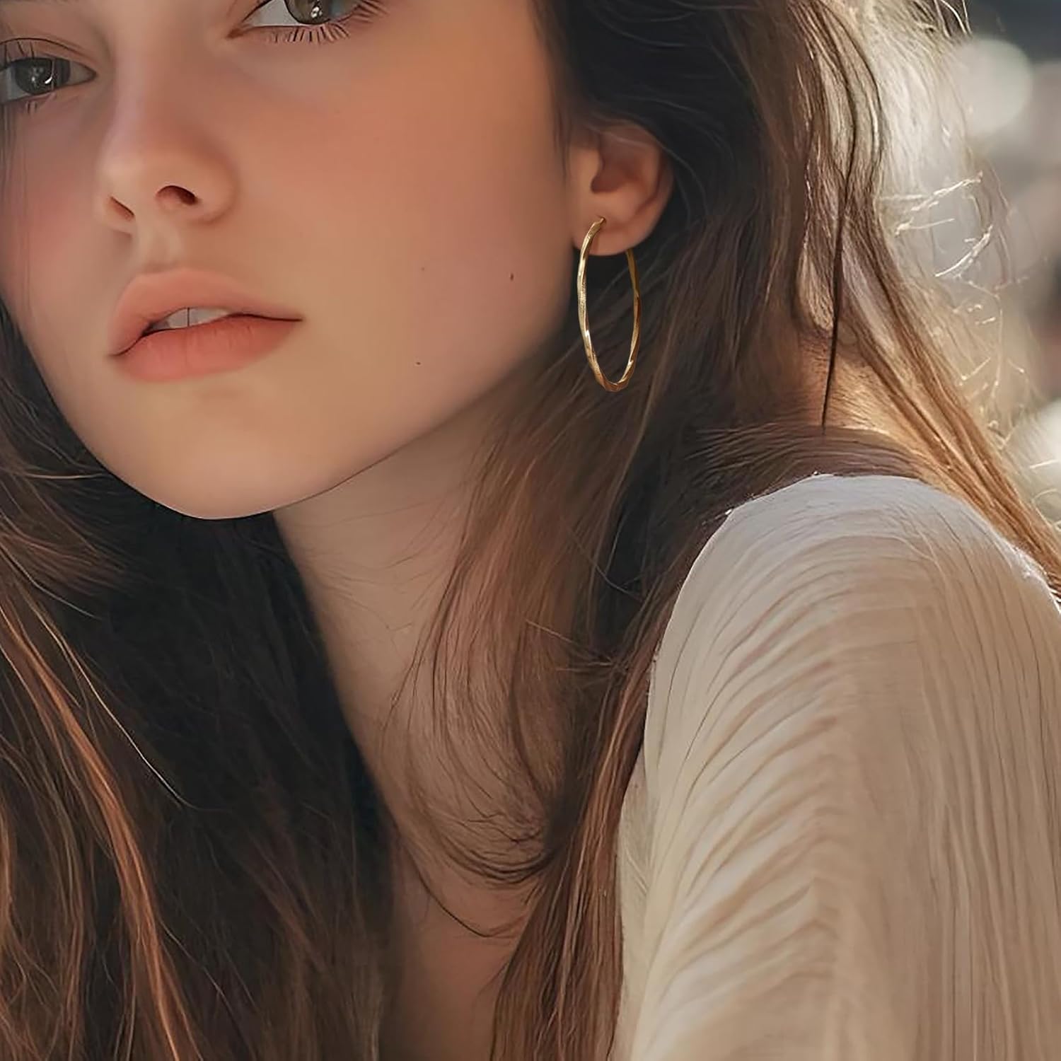 14K Gold Hoop Earring for Women Earrings Hoops Twisted 14K Earrings Gold Jewelry Lightweight 30 MM,40 MM