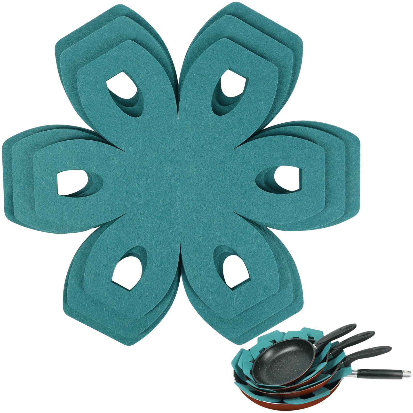 PaporichPot Pan Protectors, 3 Sizes, Felt, Set of 6, Green