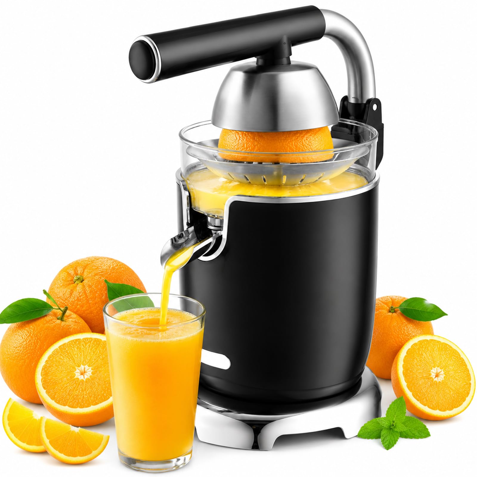 Spremiagrumi elettrico, 2 coni e leva ergonomica | Spremifrutta manuale resistente, facile da pulire per bar ristorante bar commerciale domestico