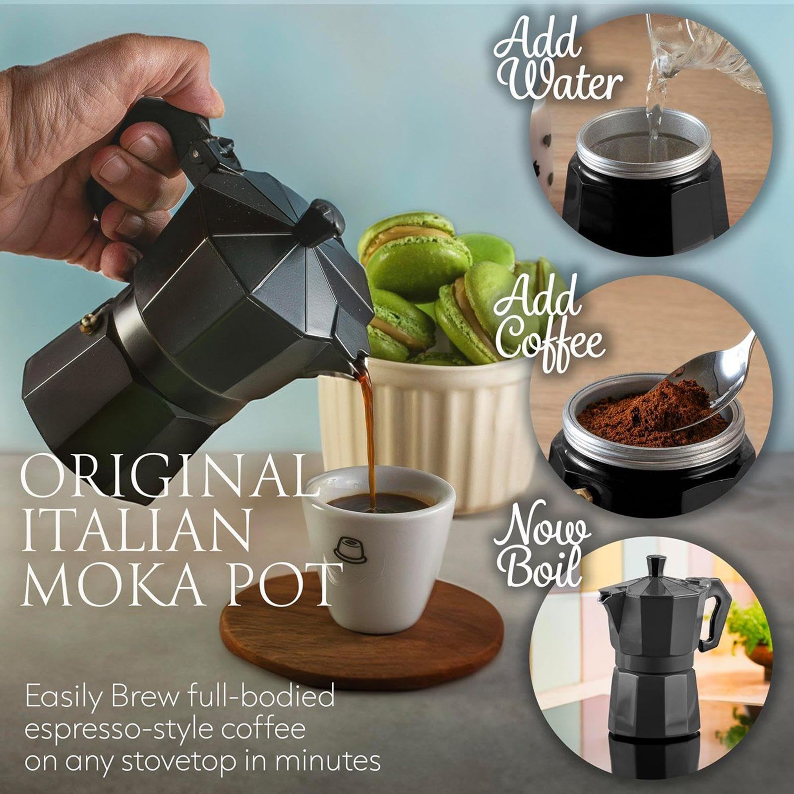 M-oka, caffettiera da 3/6/9 tazze, per piano cottura a induzione e gas, caffettiera tradizionale italiana per casa e campeggio, classica macchina per caffè espresso