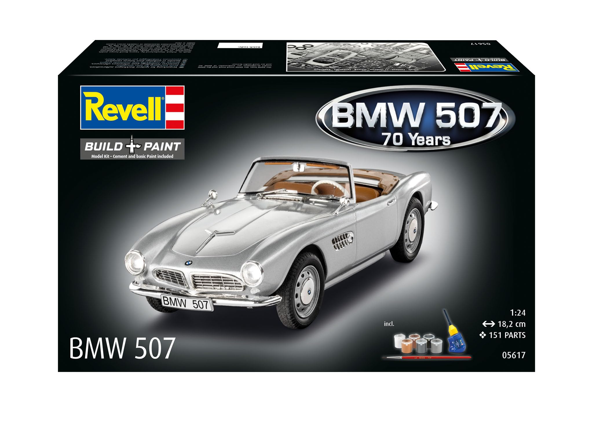 Revell Set regalo 05617 BMW 507-70 anni di BMW 507, scala 1:24, kit di modellini in plastica non costruita con accessori