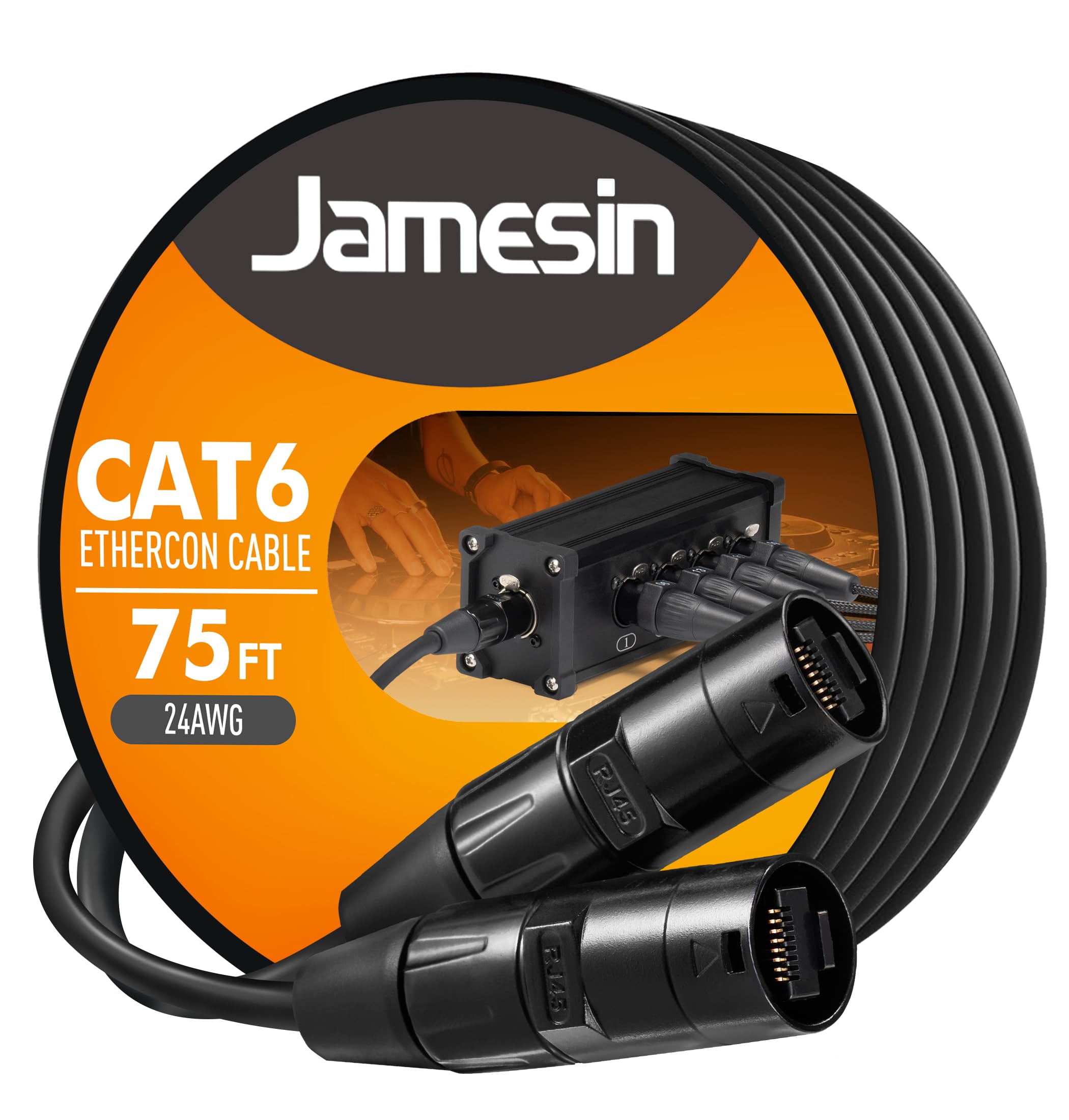 Jamesin CAT6 geschirmtes Ethercon-Kabel, 2,5 m, mit Booted RJ45, Tactical Locking Ethernet und Converta-Shell-Steckern, für Studio-Setups, Touring, Bühnenproduktion, Konzerte und andere Anwendungen
