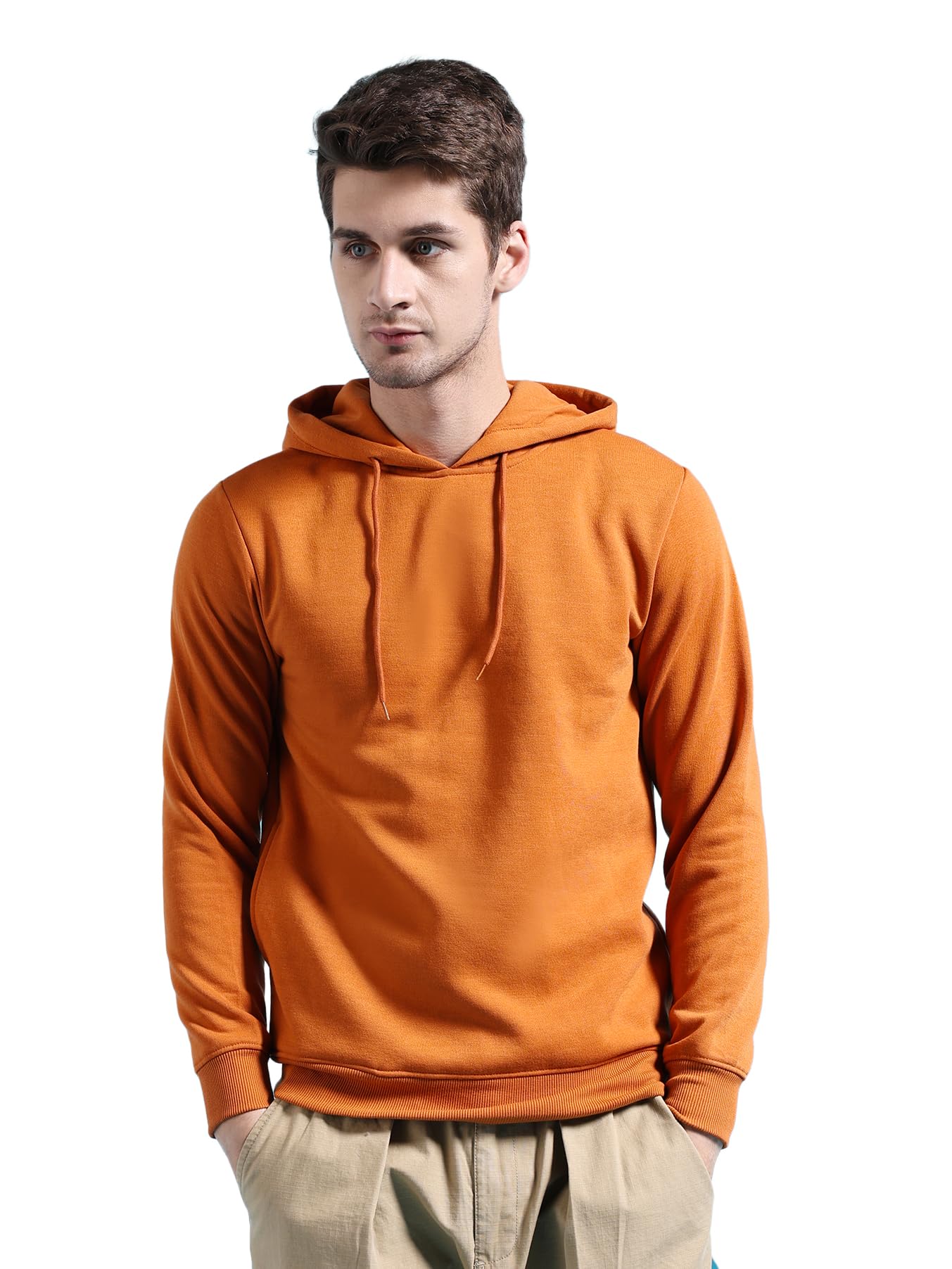 the indian garage co Men Regular Fit Solid Overhead Hooded Sweatshirt-picture-20