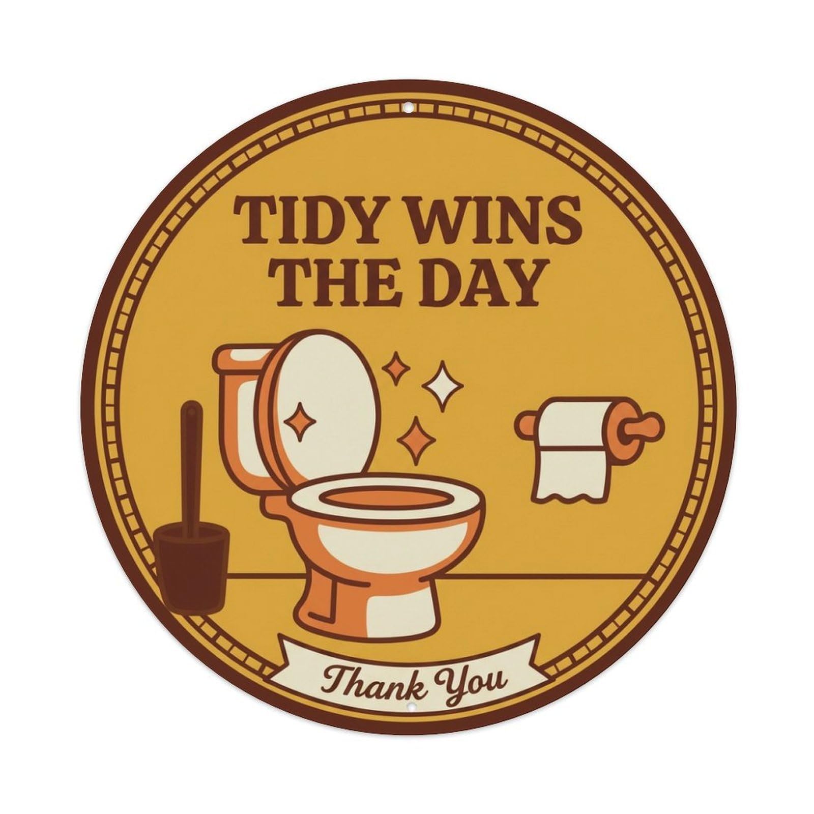 Toilet Clean Bathroom Reminder Tidy Wins The Day Metal Tin Sign