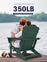 Vista 82 de KINGYES - Silla Adirondack plegable, sillas de patio de polietileno de alta densidad para todo tipo de clima, silla de césped con textura de madera