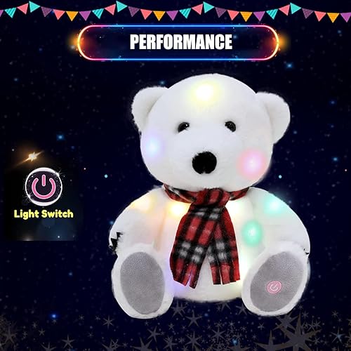 Miniatura 4 de TGTOYS Oso polar LED de peluche que brilla en la oscuridad, luz nocturna, regalo para niños en Navidad, cumpleaños, 11 pulgadas (solo luces)