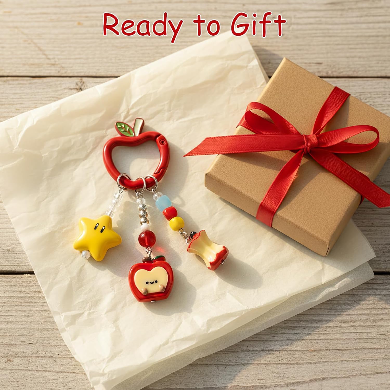 Red Apple Keychain for Women, Enamel Fruit Bag Charm & Purse Accessory, Solid Metal Glossy Keyring, Cute Teacher Appreciation Back to School Gift for Girls Students - Image 7