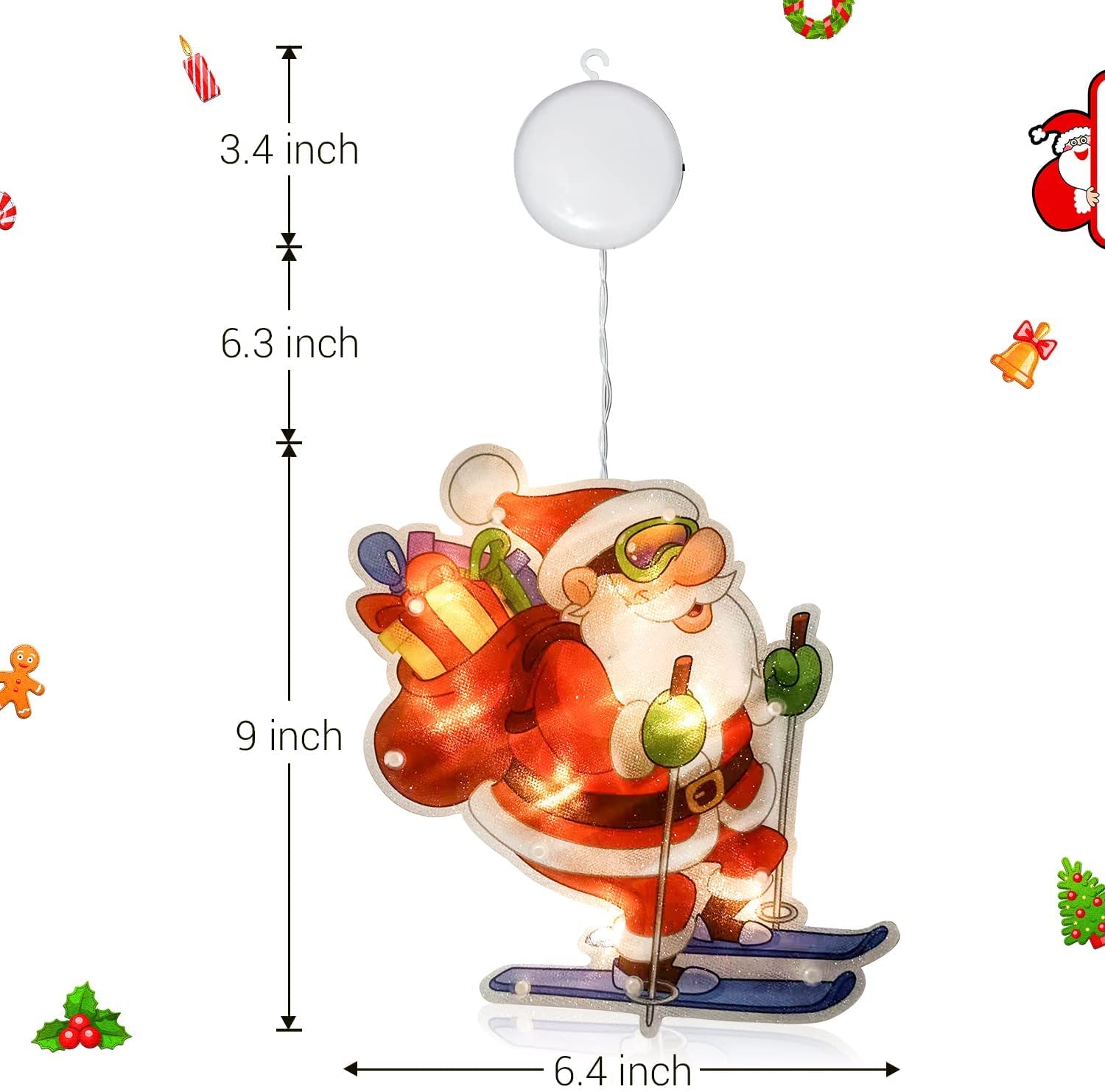 Luci Natalizie A Ventosa Con Babbo Natale - Decorazioni LED Per Finestre E Pareti - Foto 10