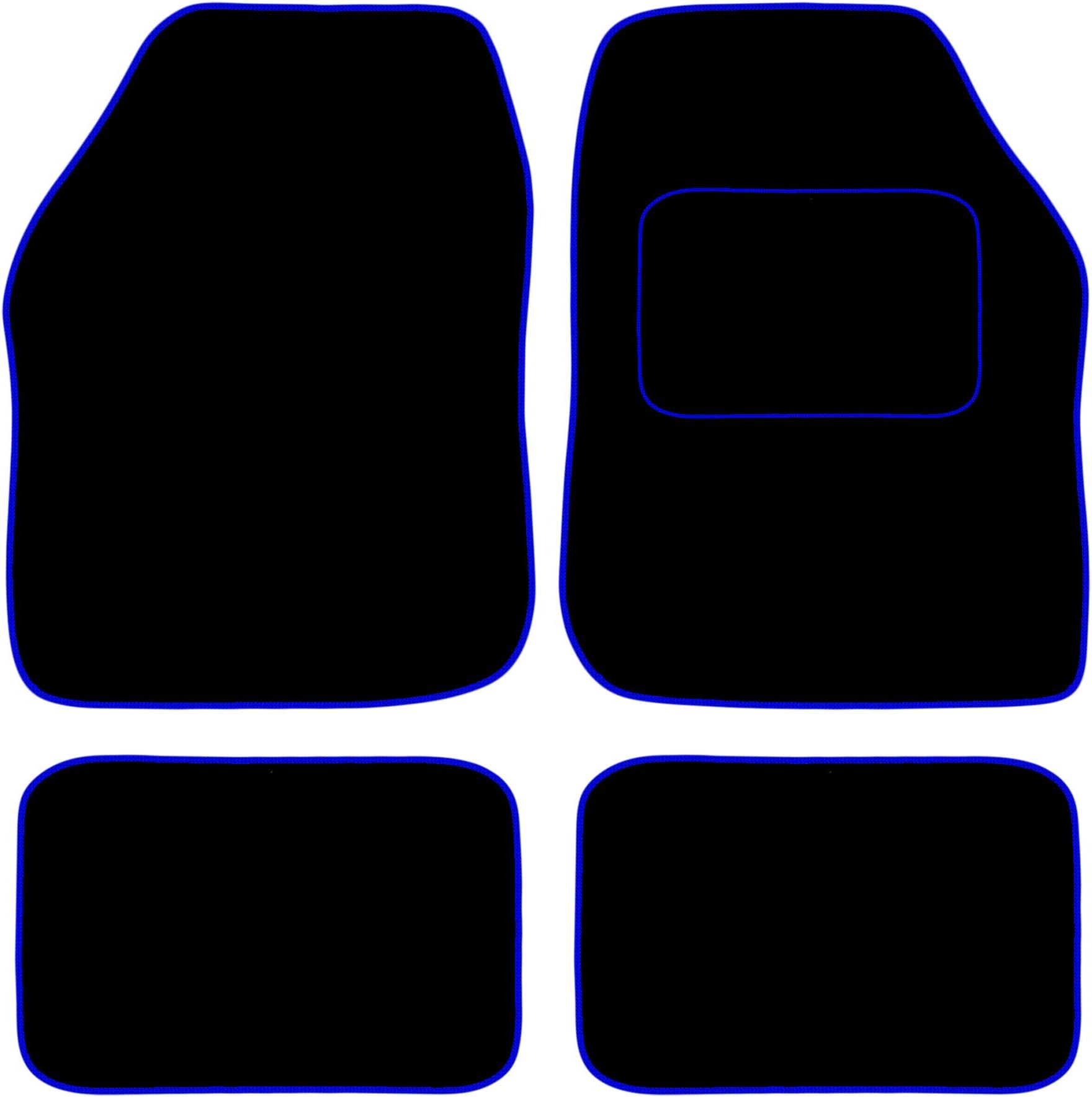 Carsio Universal Car or Van Floor Mats 4PC Set Non Slip Carpet with Blue Edging