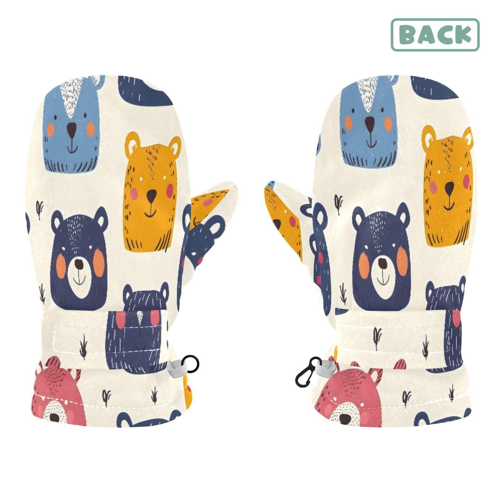 Kid's Winter Gloves Children Warm Gloves Bear Face for Boys Girl Age 4-6 Years