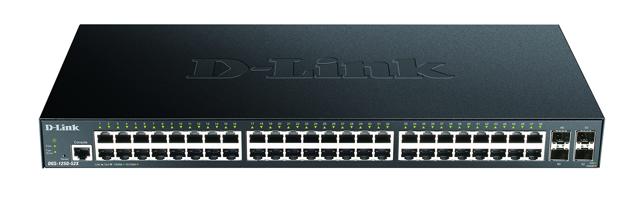 D-Link DGS-1250-52X/E, 52-Port Layer 2/3 Smart Managed Gigabit Switch (48x BaseT Port, 4 x 10G SFP+ Slot) - Nur EU-Netzkabel
