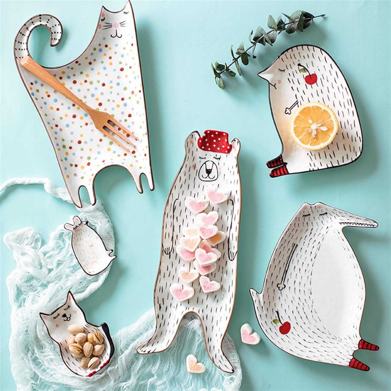 Plates Ceramic Plate Breakfast Tableware Set Dessert Fruit Snack Plate Kitchen Plate Plate