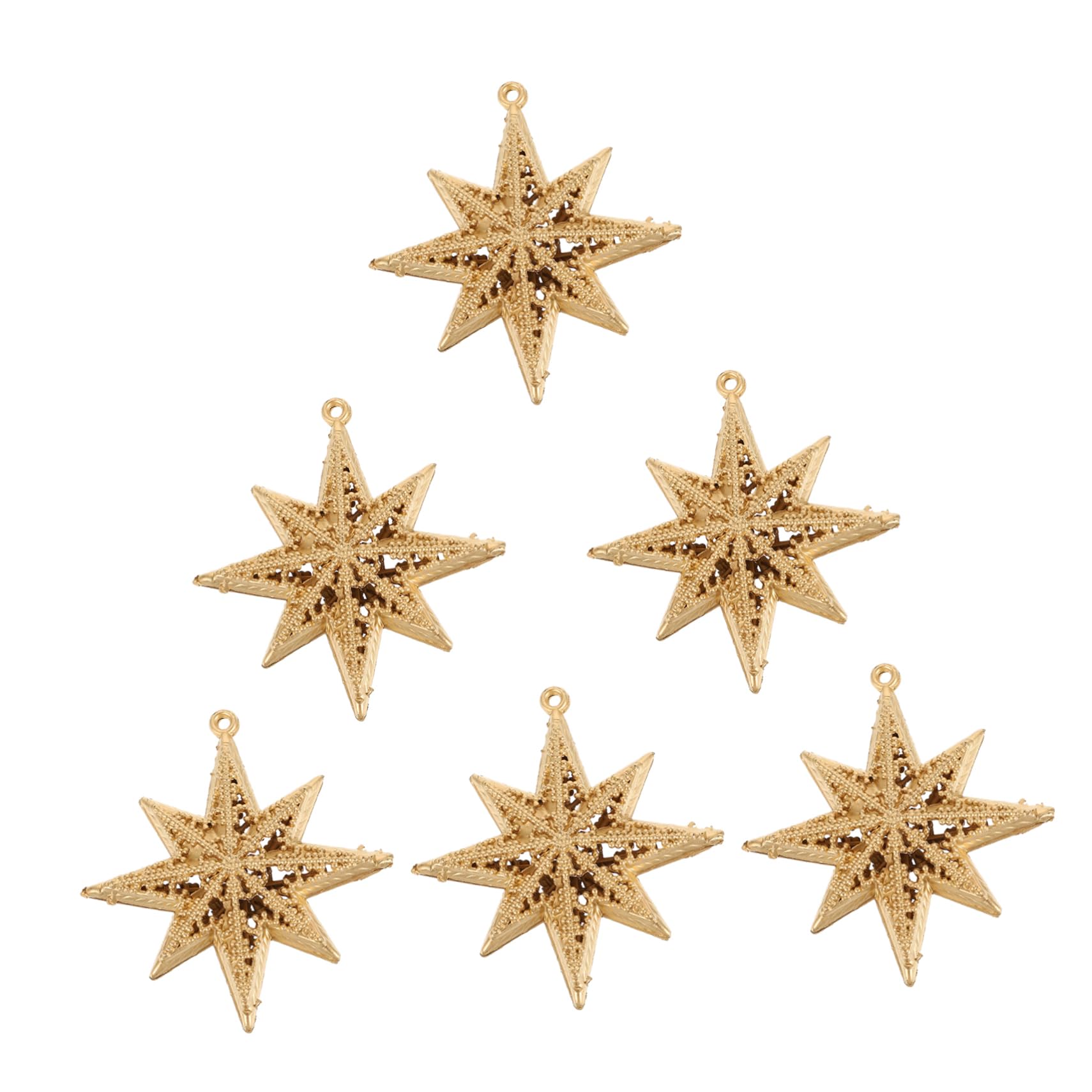 Cabilock 5 Sätze Goldener Sternanhänger Weihnachtsbaumdekoration Weihnachtsstern Christbaumanhänger Gold Christmas Tree Ornaments Weihnachtsdeko Stern-anhänger Weihnachtsschmuck 6 Stück * 5