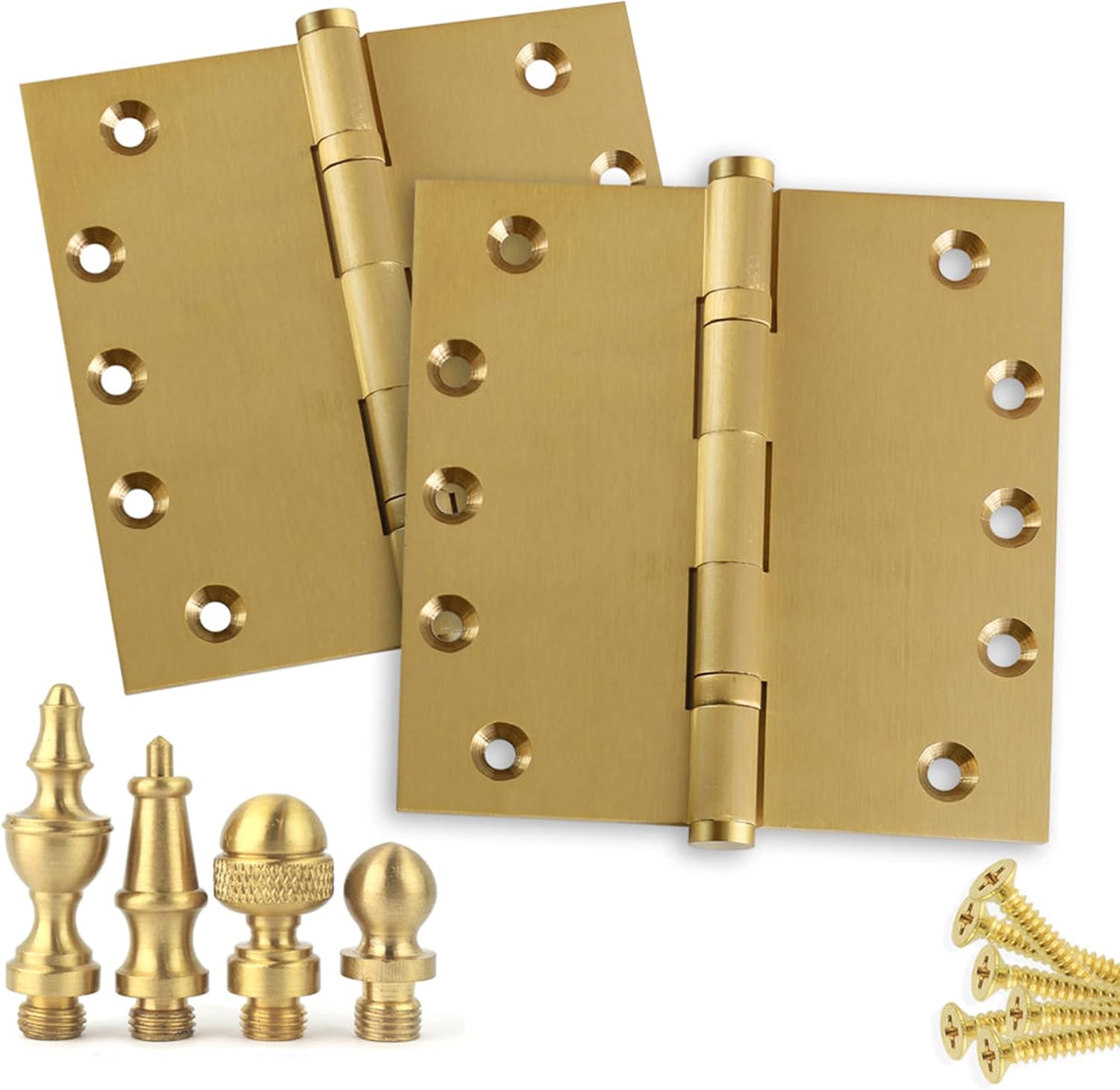 Embassy Door Hinge Solid Brass – 5 x 5 Inch, Heavy Duty, Satin Brass, Ball Bearings, Rust Resistant Stainless Steel Pin, Architectural Designer Grade, Home Improvement, 3 Pack