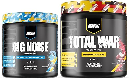 REDCON1 Total War - Polvo de preentrenamiento (sangre de tigre) y antiestimulación de gran ruido (limonada azul), dúo de preentrenamiento para