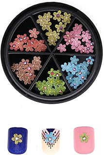 Mongtaydep Nail Wood Pulp Piece Decorative Applique with Shiny Diamond Nail Art Accessories DIY Nail Salon Supplies 6 Colors (Style 2)
