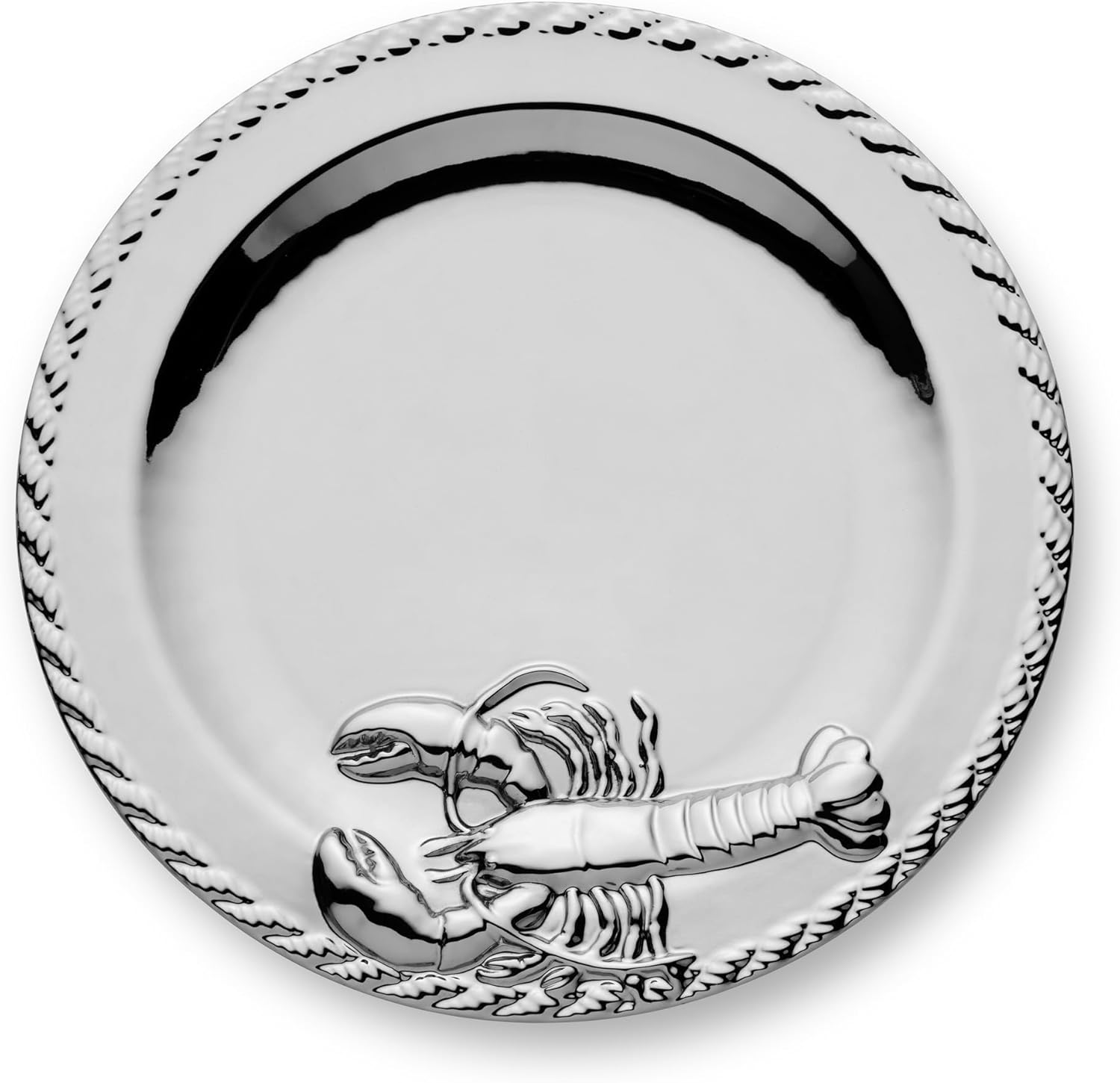 Silver Plated Porcelain Lobster 13-Inch Round Platter – Elegant, Tarnish-Resistant Serveware for Upscale Dining & Entertaining