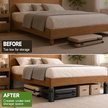 Heavy Duty Dorm Bed Risers Extenders, Fits Bed Legs 1.5 to 2.2 Diameter