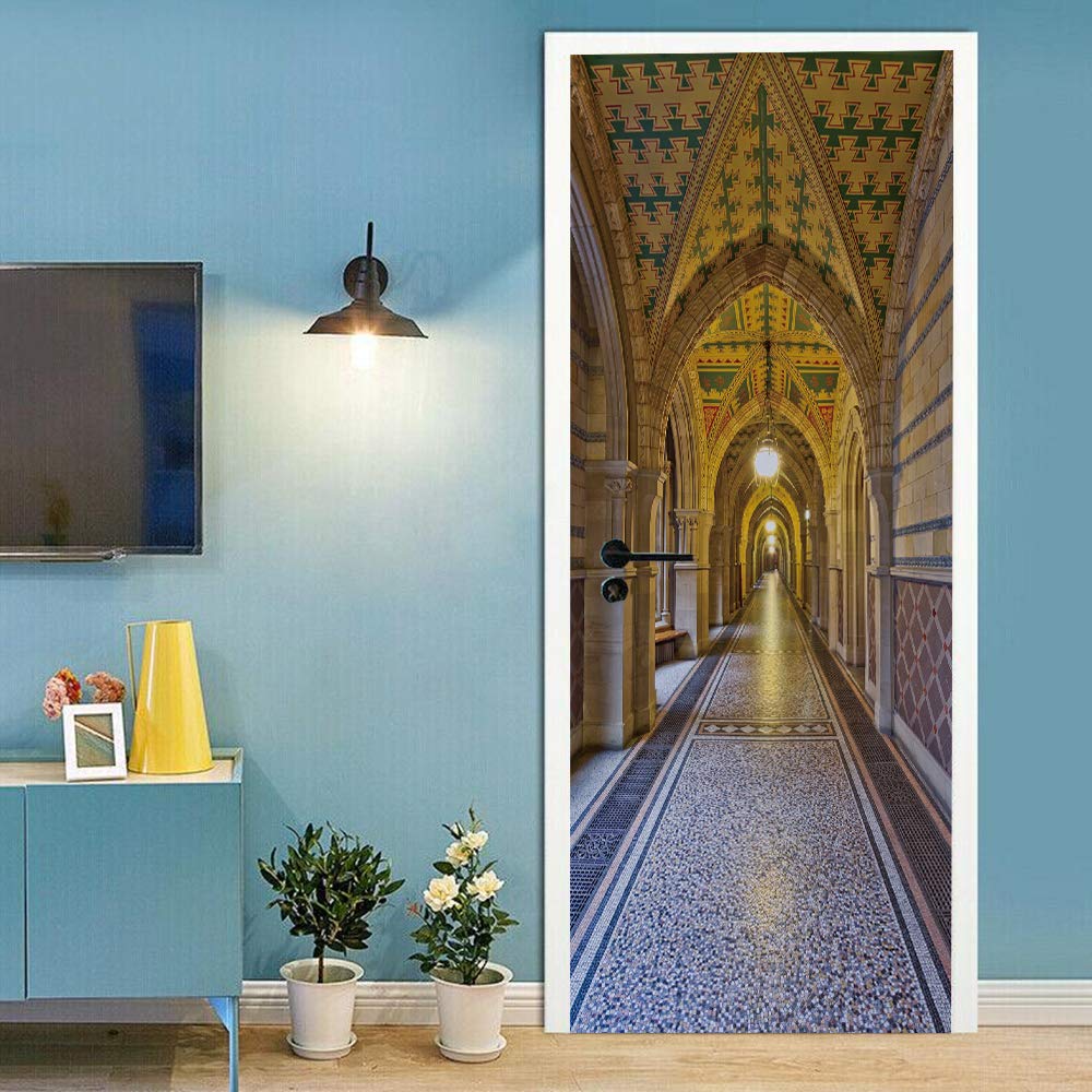 Sticker de porte pour agrandir un couloir étroit trompe l'oeil imperméable 88x200