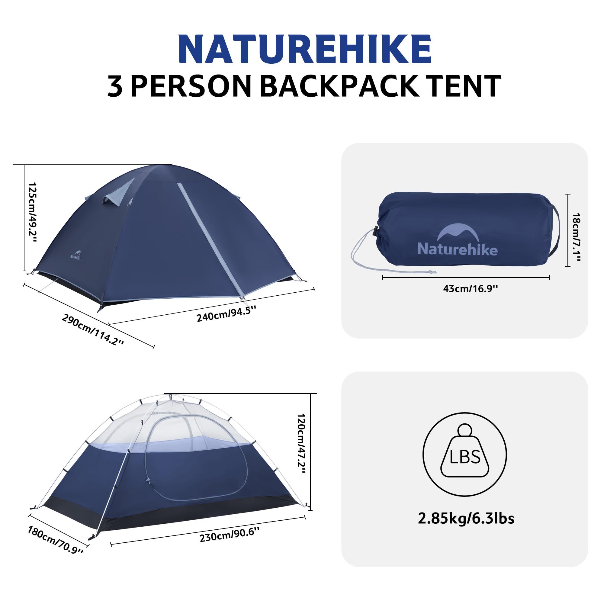 Naturehike Bleik - Tienda de campaña ligera, impermeable, doble capa para senderismo, senderismo al aire libre