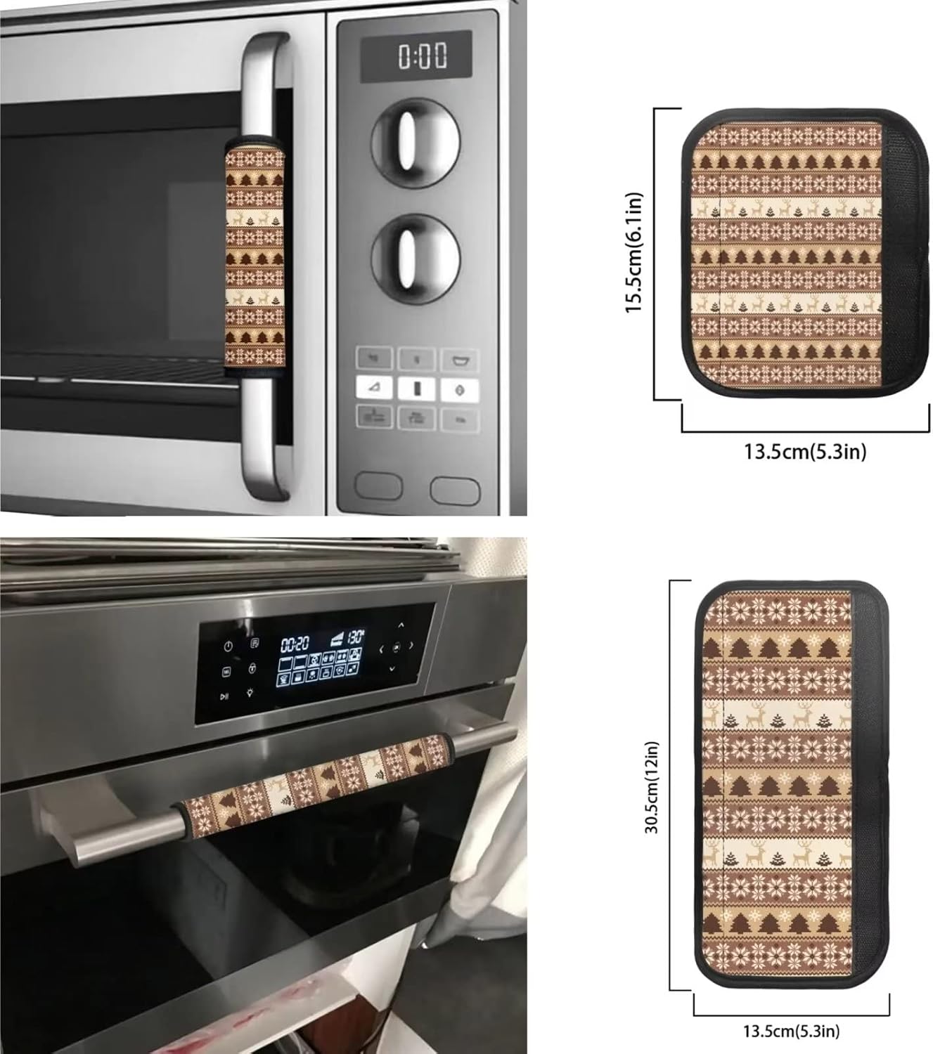 Christmas Refrigerator Handle Covers Set of 8 Deer Kitchen Decor Aztec Western Appliance Handle Covers Fridge Microwave Oven Dishwasher Door Handle Protector Christmas Decorations