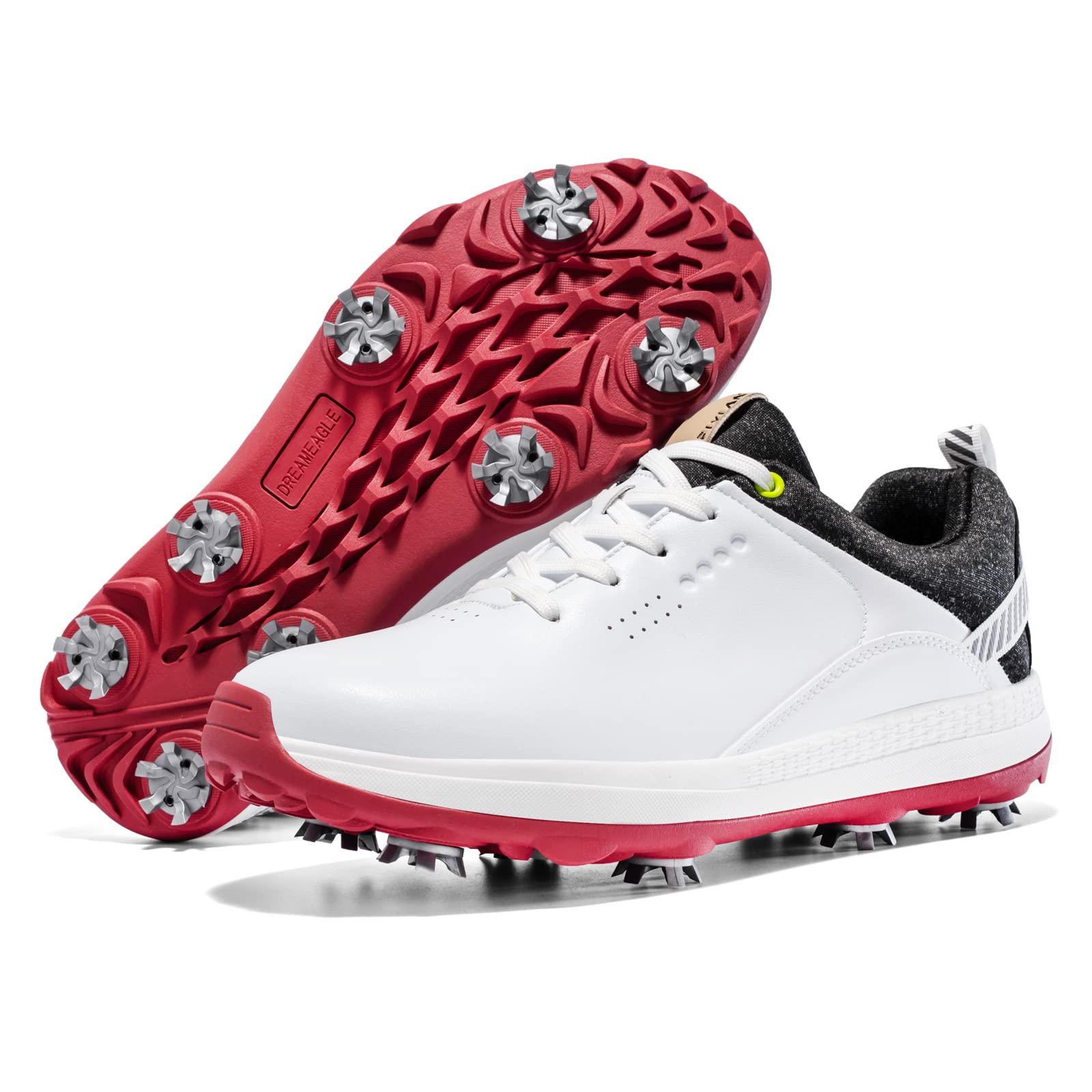 Waterproof Golf Shoes Spike Golf Shoes Golf Training Sport Sneakers(White,US12)