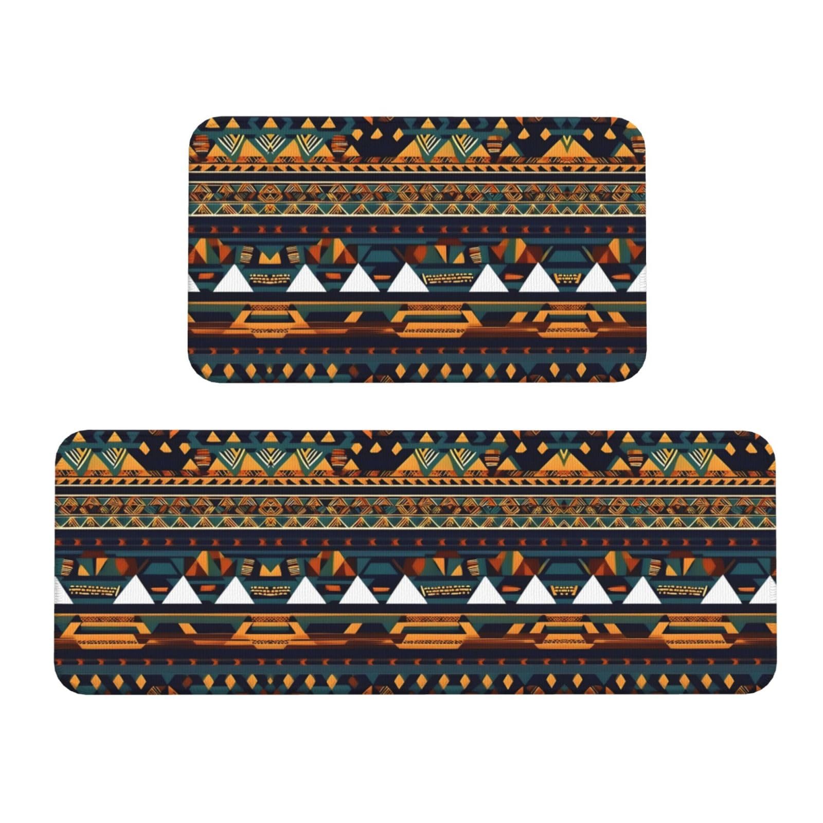 Tapis de cuisine motif ethnique de Noël lot de 2 en textile haute densité