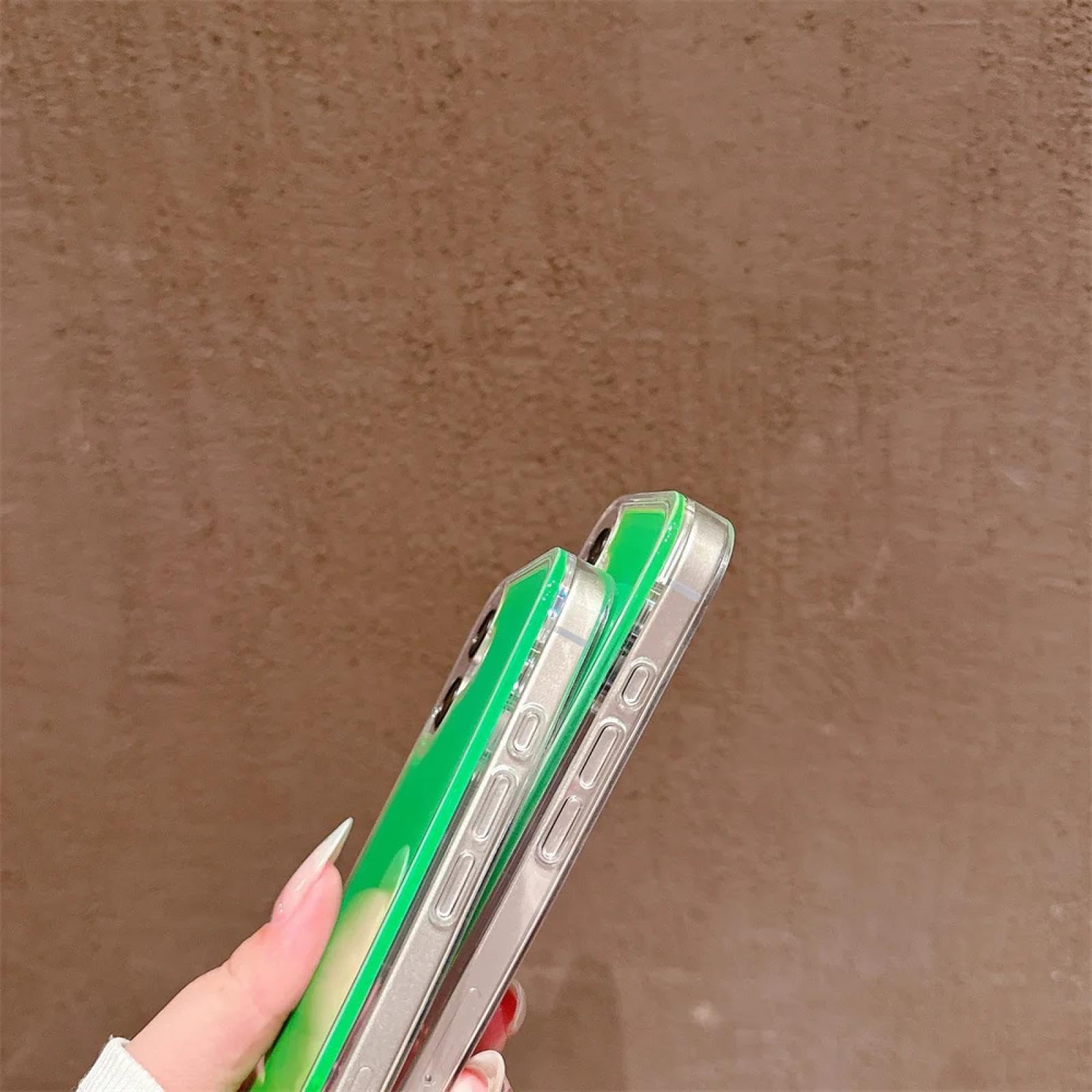 Funda Transparente Luminosa para iPhone 15, a Prueba de Golpes (para iPhone 15/Verde/Amarillo)