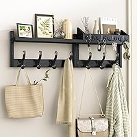 Vista 1 de Evermagin 29" Coat Rack Wall Mount with Shelf, 4 in 1 Coat and Key Hanger with 11 Metal Hooks, Entryway Wall Mounted Shelf with Mail Holder for