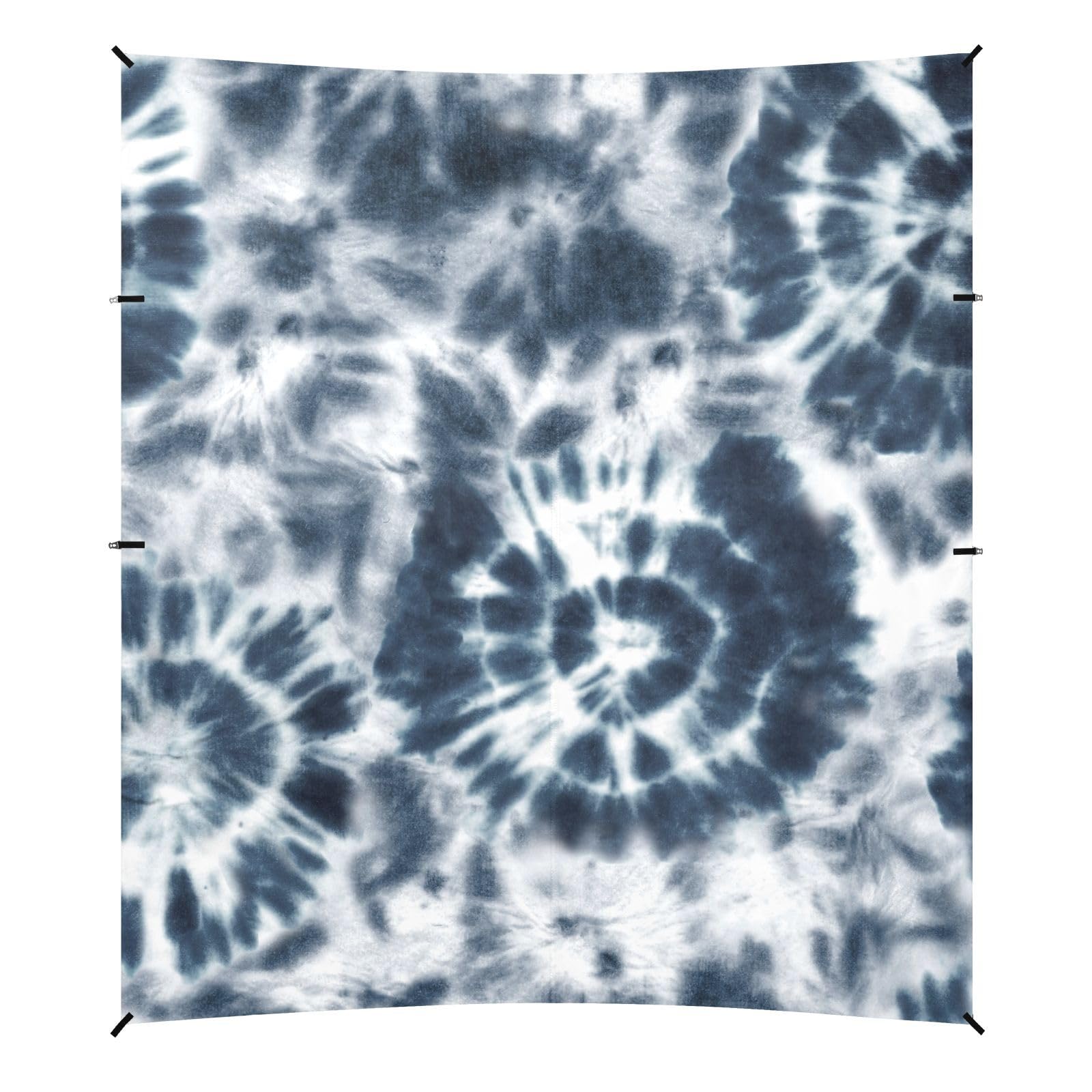 Dark Tie Dye Beach Canopy UPF50+ Protection Easy Setup Portable Sunshade with Sandbags and Shovel for Camping, Picnics, Backyard & Fishing