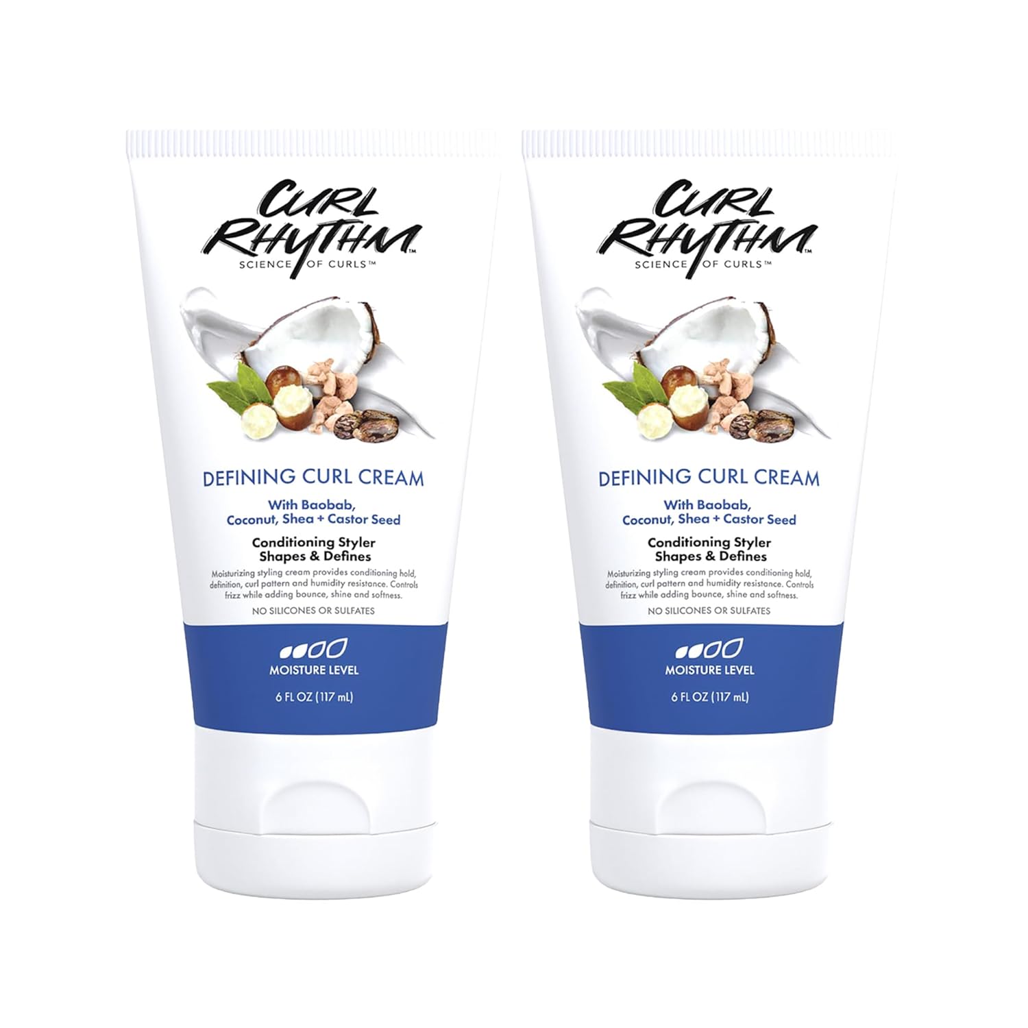 Defining Curl Cream - Hair Moisturizer for Curly Hair - Styling Cream for Frizz Control, Bounce, and Shine - Sulfate Free - 2 pc