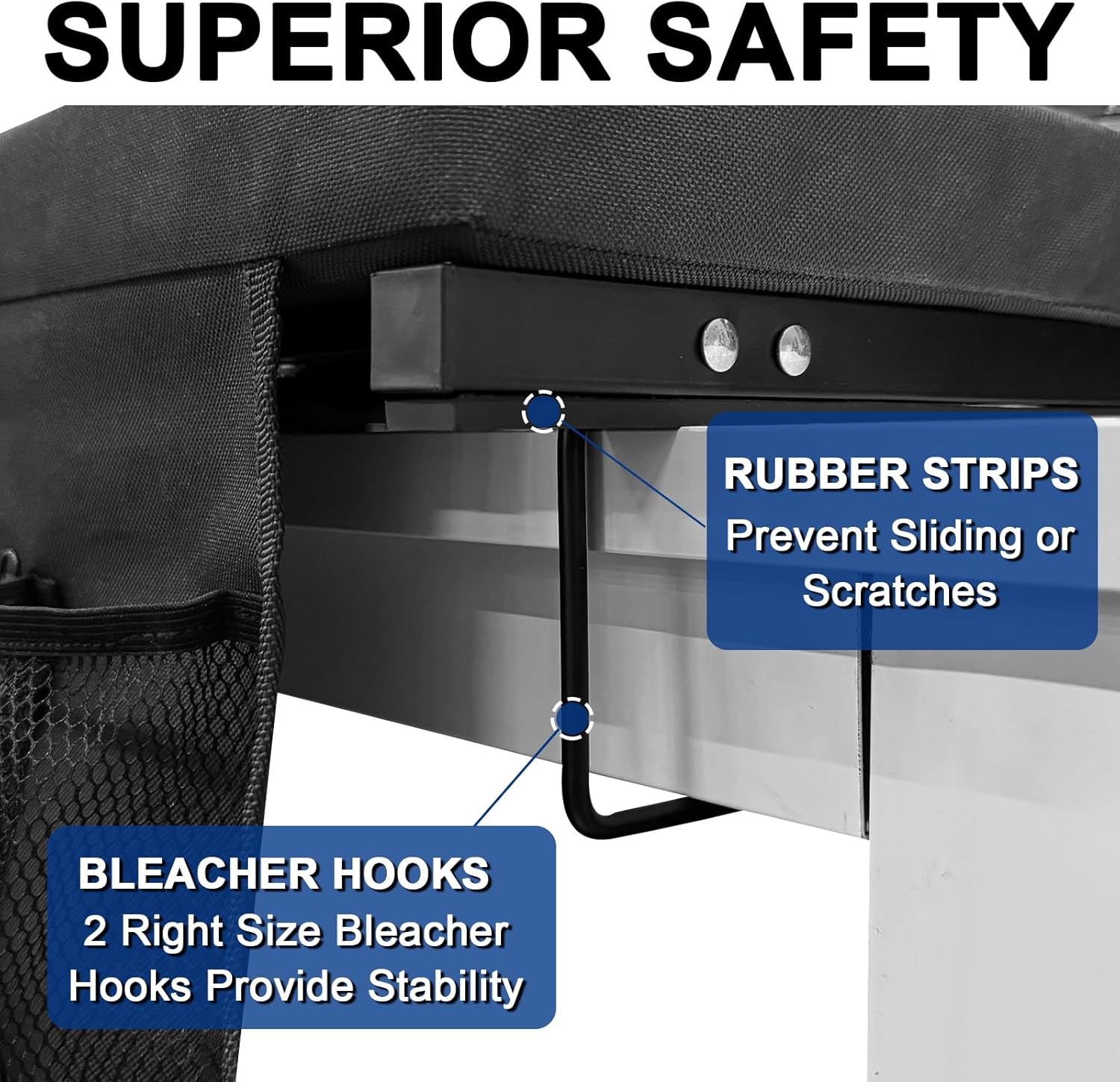 Romswi Stadium Seats for Bleachers with Back Support 2 Pack, Lightweight Portable Bleacher Chairs with Wide Padded Cushion, Folding Stadium Seat with Cup Holder