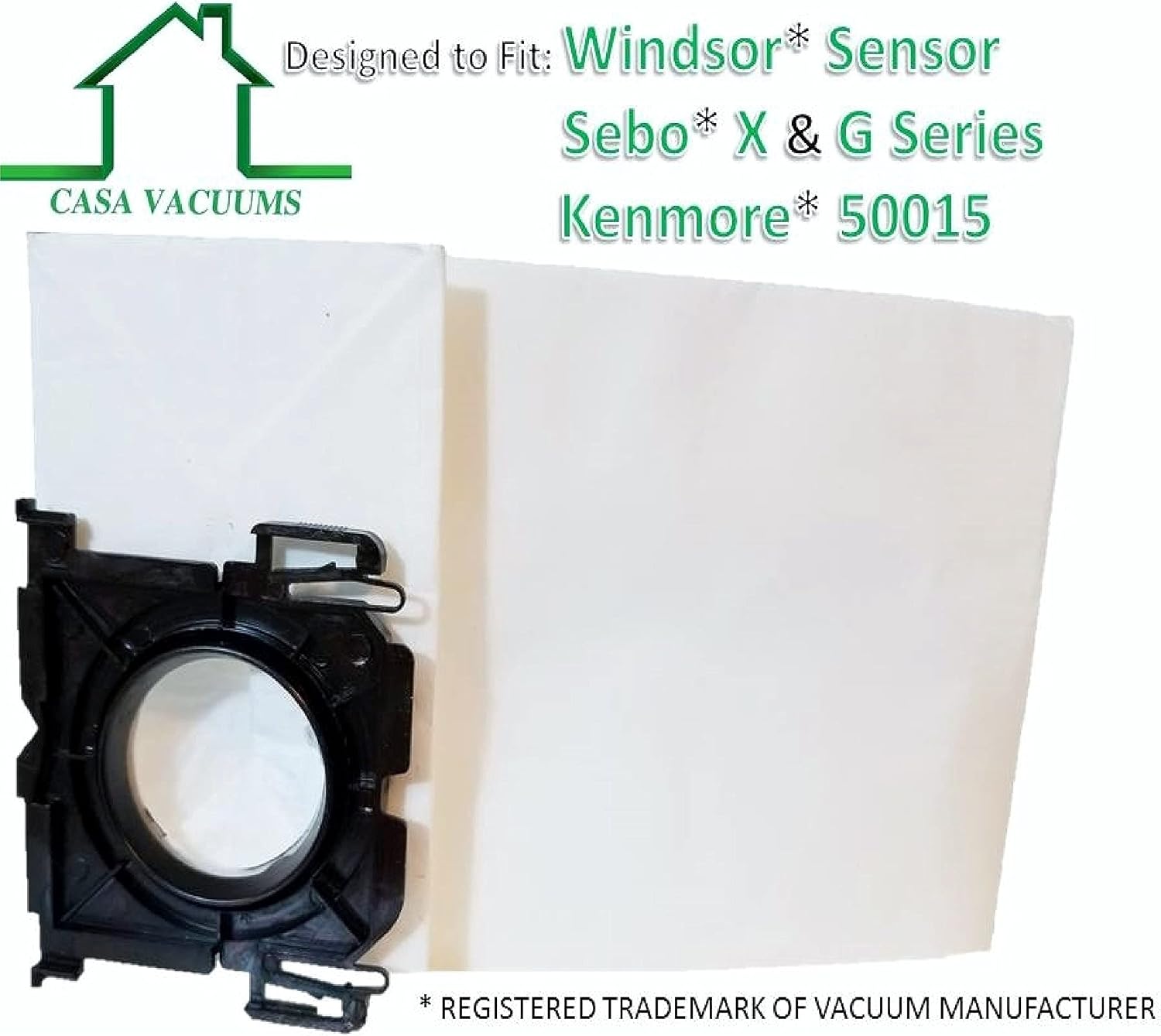 Casa Vacuums replacement for Windsor Sensor, Versamatic Plus, Sebo X G Series & Kenmore W 2-PLY Filtration Commercial Upright Vacuum Bags, Fits 5300 86000500 5096Am 6629AM 6629ER 6431ER & 50015