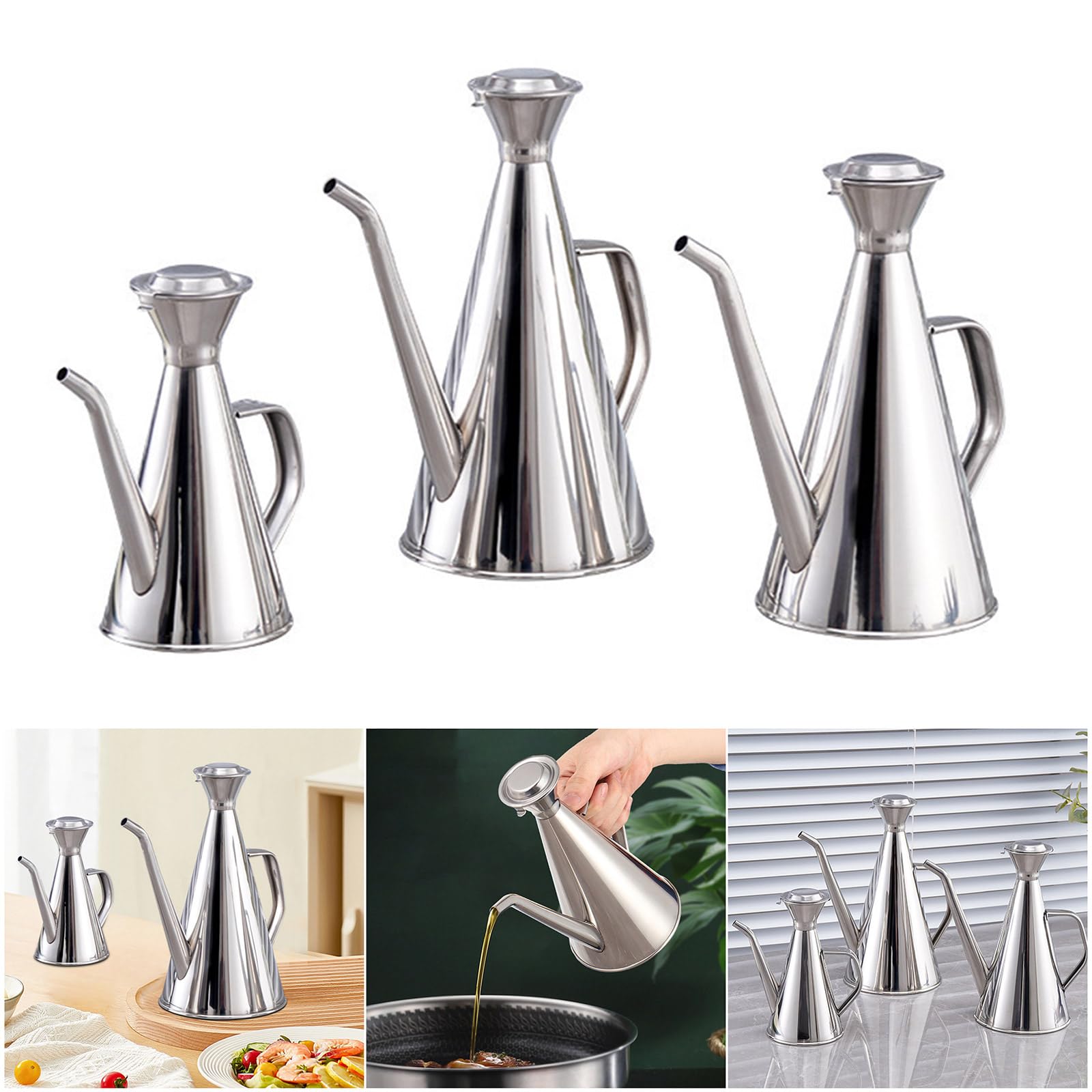 Práctico dispensador de aceite 304 antioxidante, construcción robusta, boquillas a prueba de fugas, ergonómico para cocinas precisas, dispensador de aceite con boquilla precisa