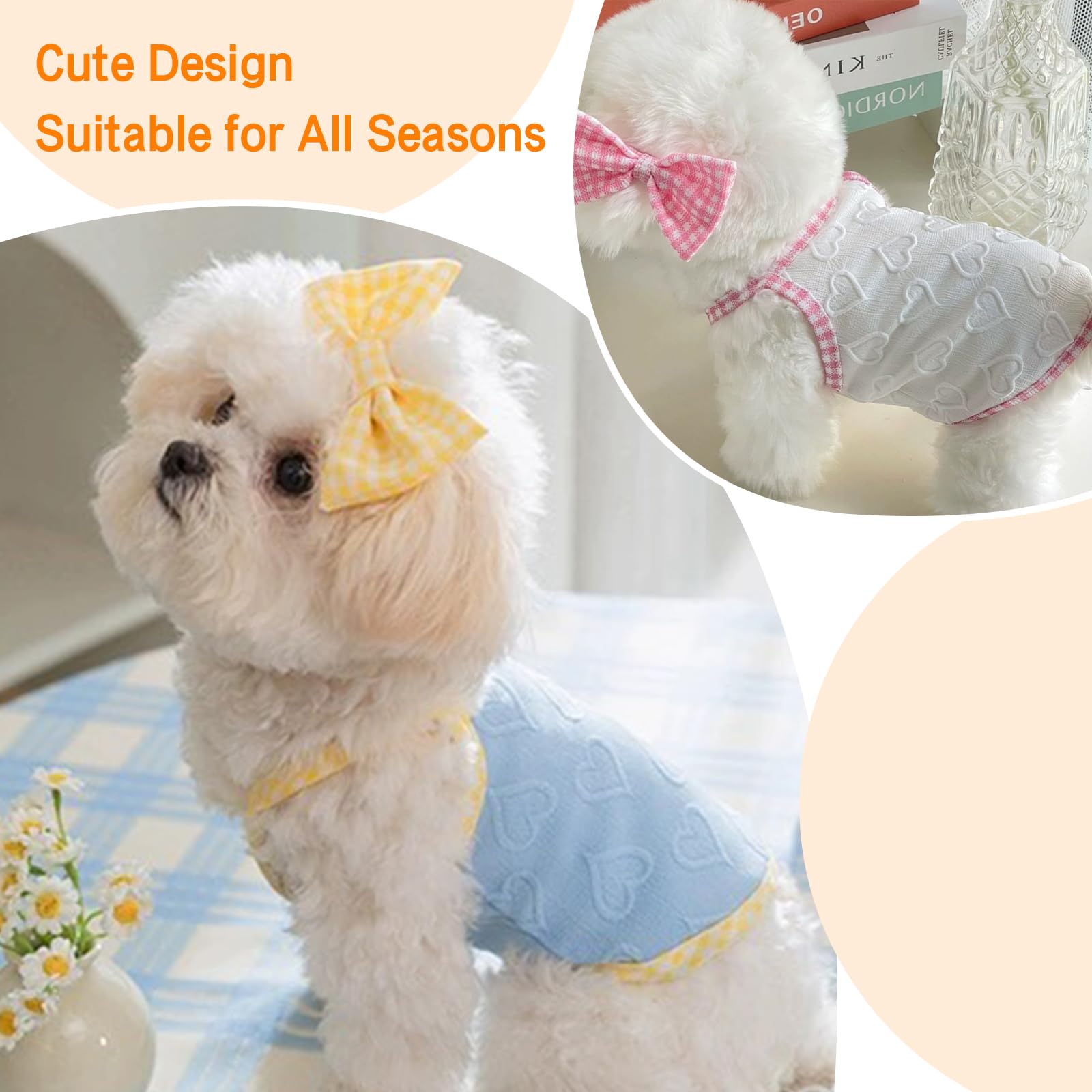 Fnaobai Dog Summer Clothes Puppy Heart Vest Shirt Breathable Pet Sleeveless Tank Top for Small Medium Dog Cat (Blue, L) - Image 4