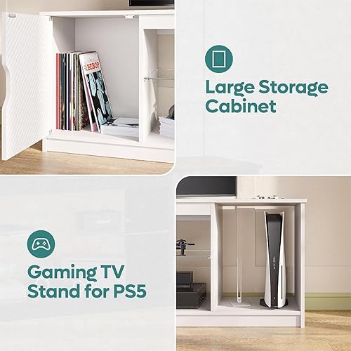 Miniatura 33 de Bestier Soporte de TV acanalado brillante para TV de 65 pulgadas, centro de entretenimiento LED para juegos con gabinete para PS5 Xbox, consola de