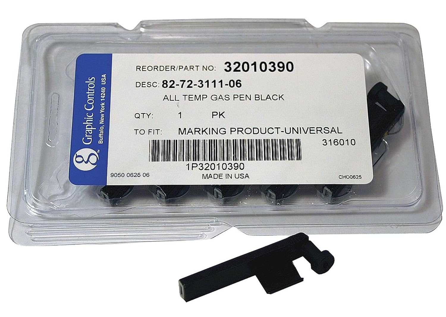 Chart Recorder Pen, Black, PK6